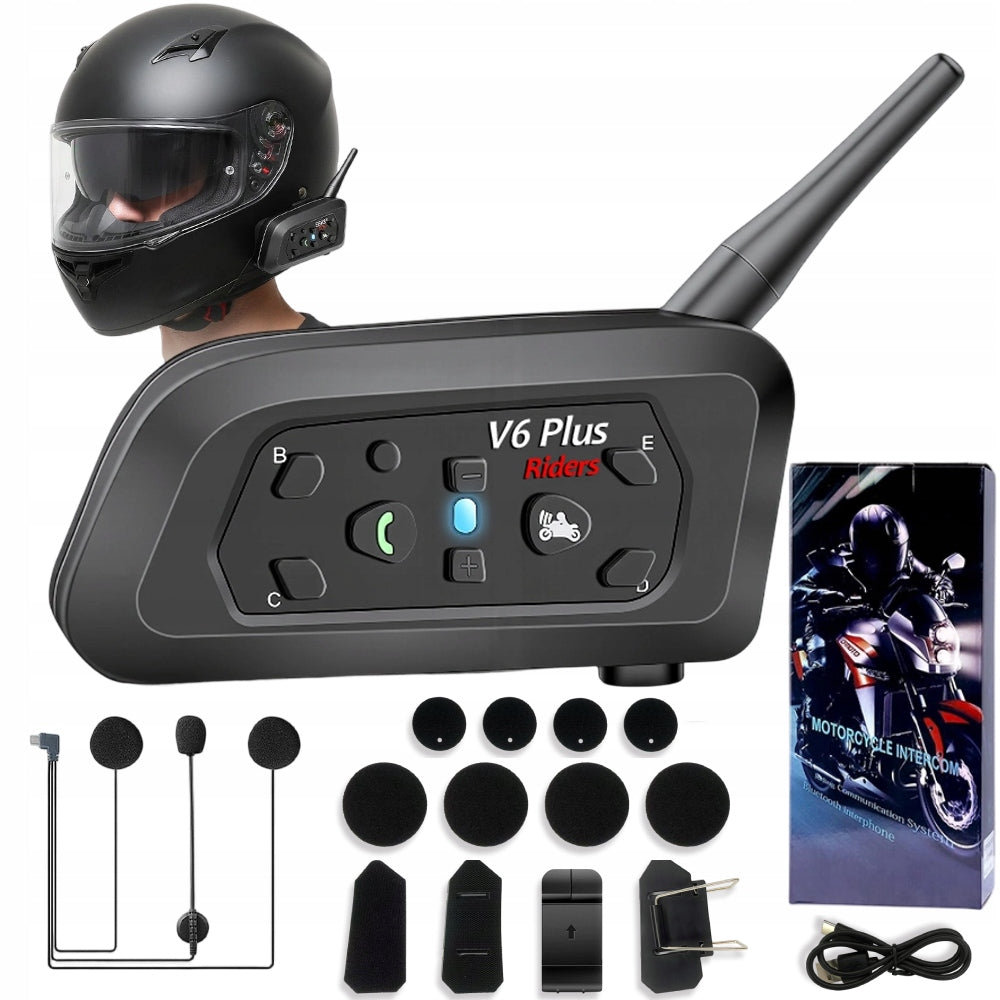 Intercom Motorcycle Intercom With Bluetooth up to 1500M V6 Plus Waterproof
