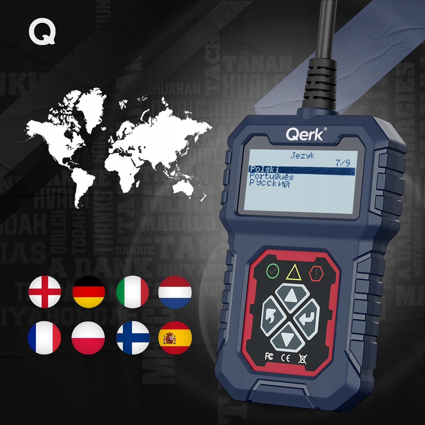 Interface OBD2 diagnostic tester QERK T31 Error erasure Polish Menu Brand Qerk