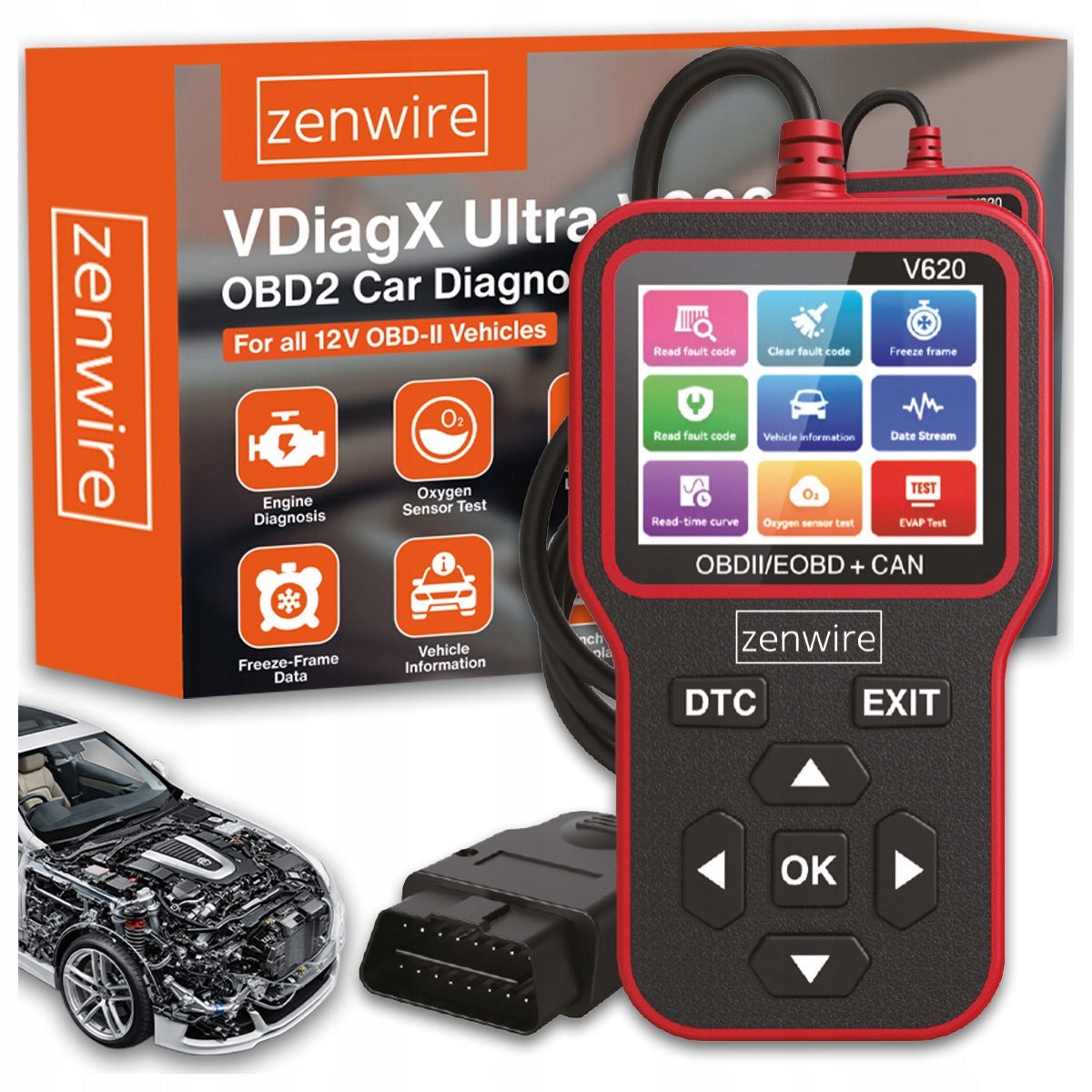 Interface Tester Diagnostic Scanner OBD2 Display ELM327 CAN Computer