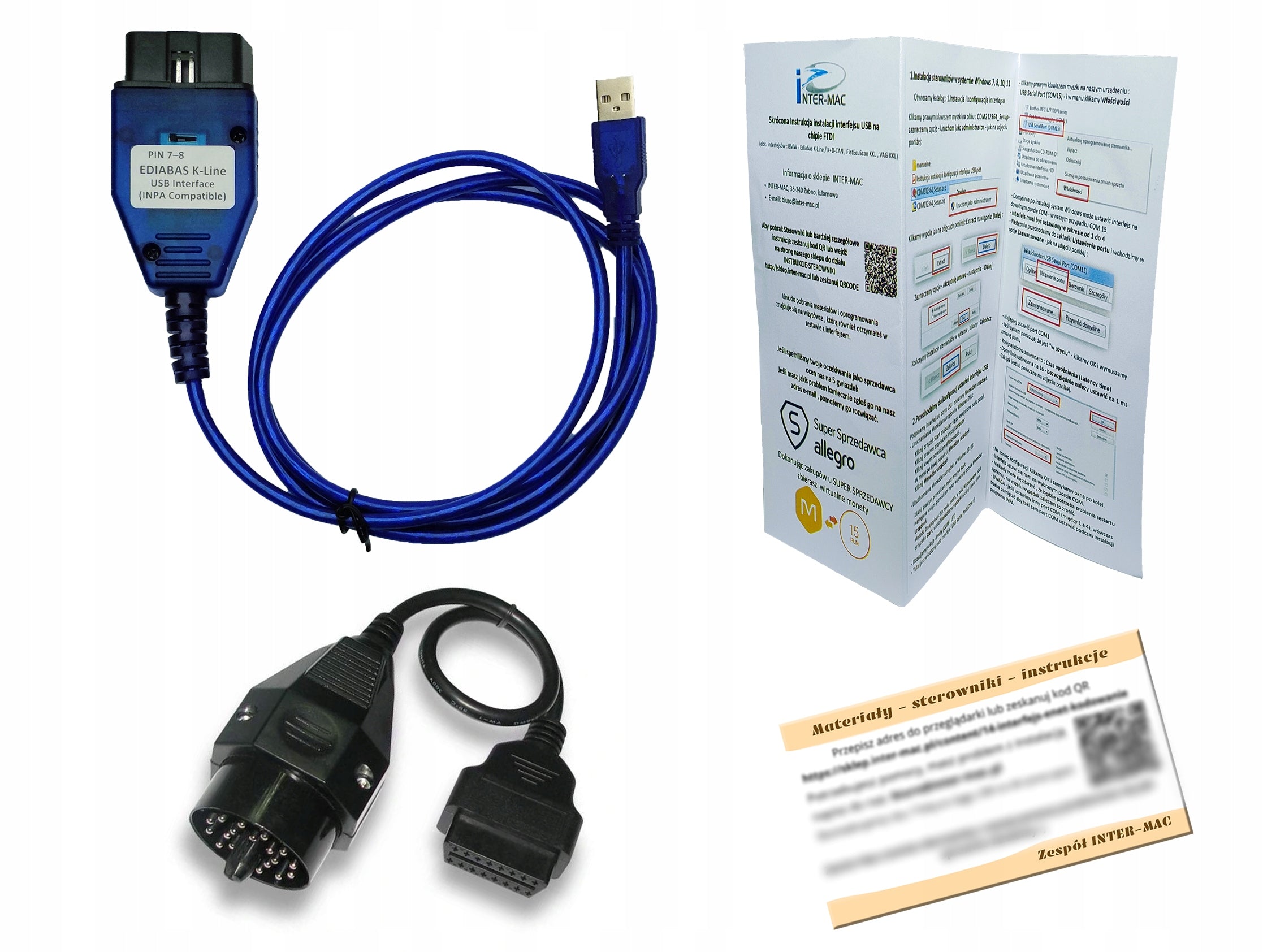 Interface for BMW E46 E39 E53 E60 E90 + 20-pin adapter for INPA NCS encoding