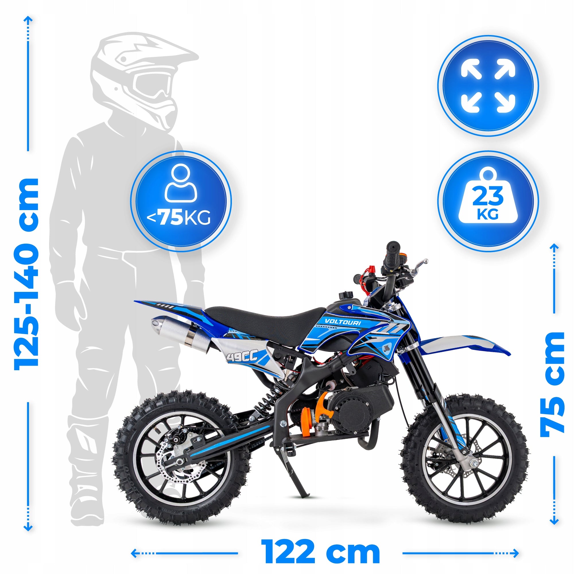 Internal combustion cross for children 49CC motorcycle for battery e-start led 35km/h Packaging status original