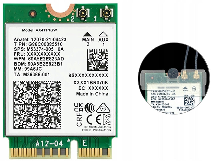 Internal network card Intel AX411 WiFi 6E 802.11AX 6GHz M.2 CNVio2 5374 Packaging status original