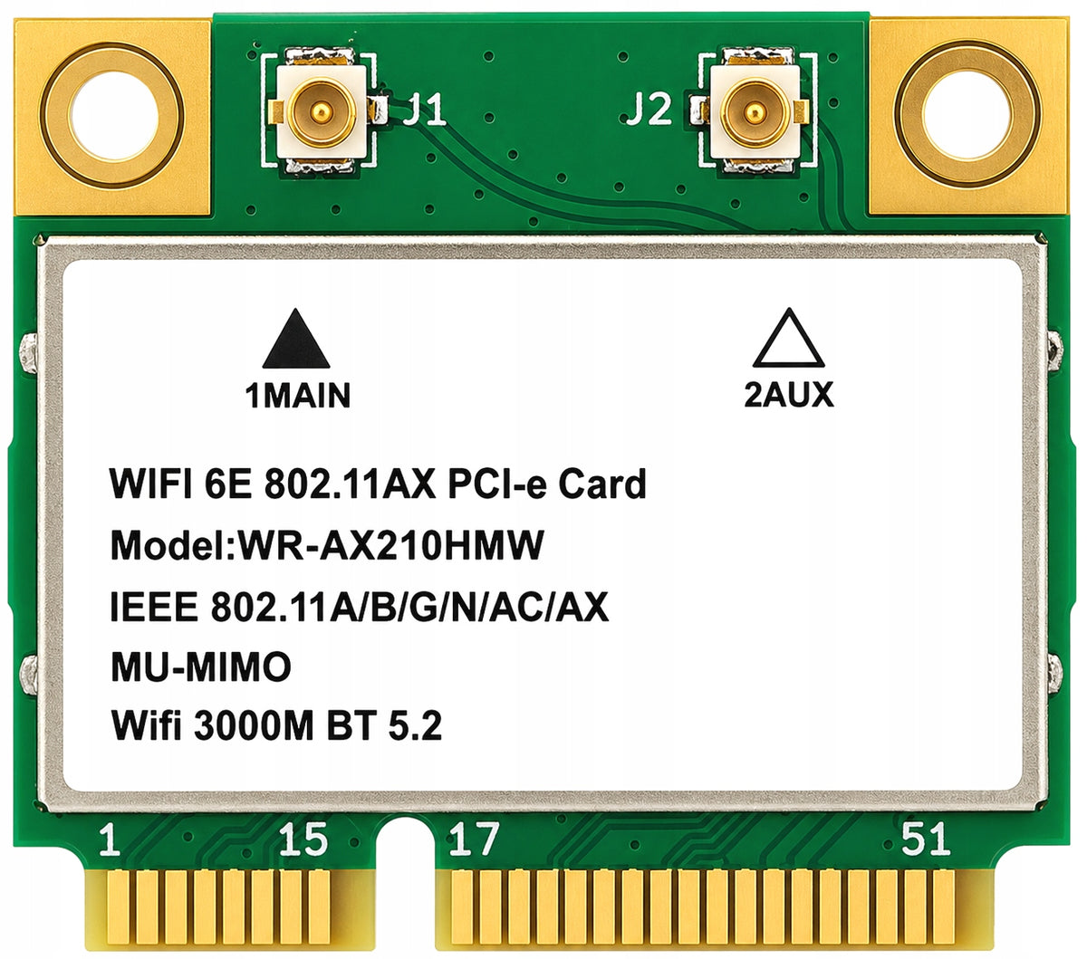 Internal network card Intel Wifi AX210 mini 5374 Mb/s Bluetooth 5.2