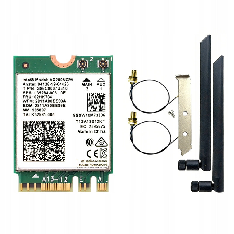 Internal network card WiFi 6 AX200 for computer + two antennas