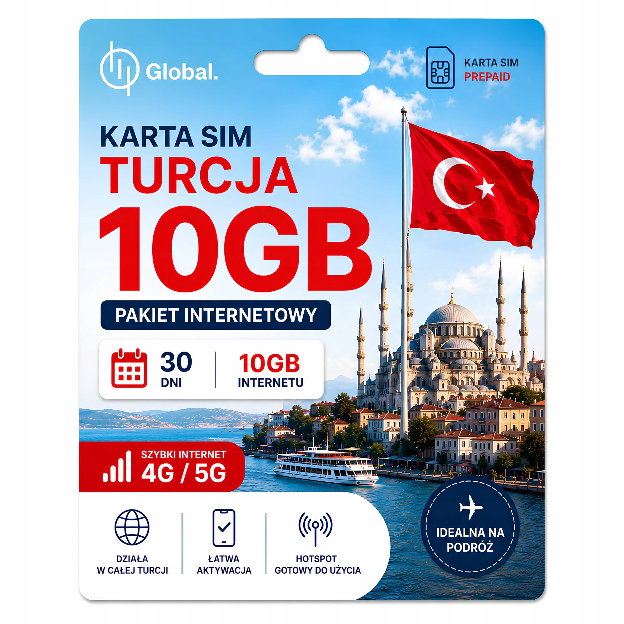 Internet Turkey 10GB for 30 days 4G LTE 5G SIM card Without Roaming Registration