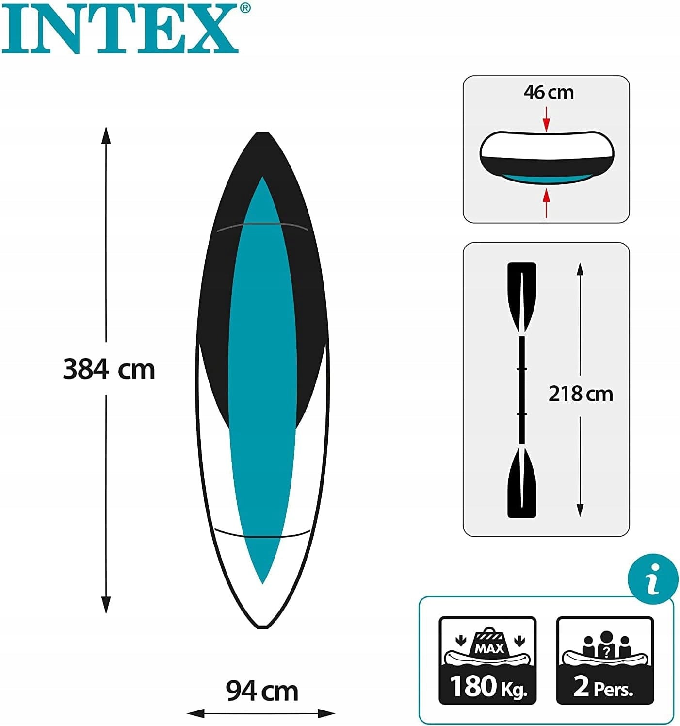Intex – Excursion Pro K2 with paddles and pump 68309 Model 6941057413242_U