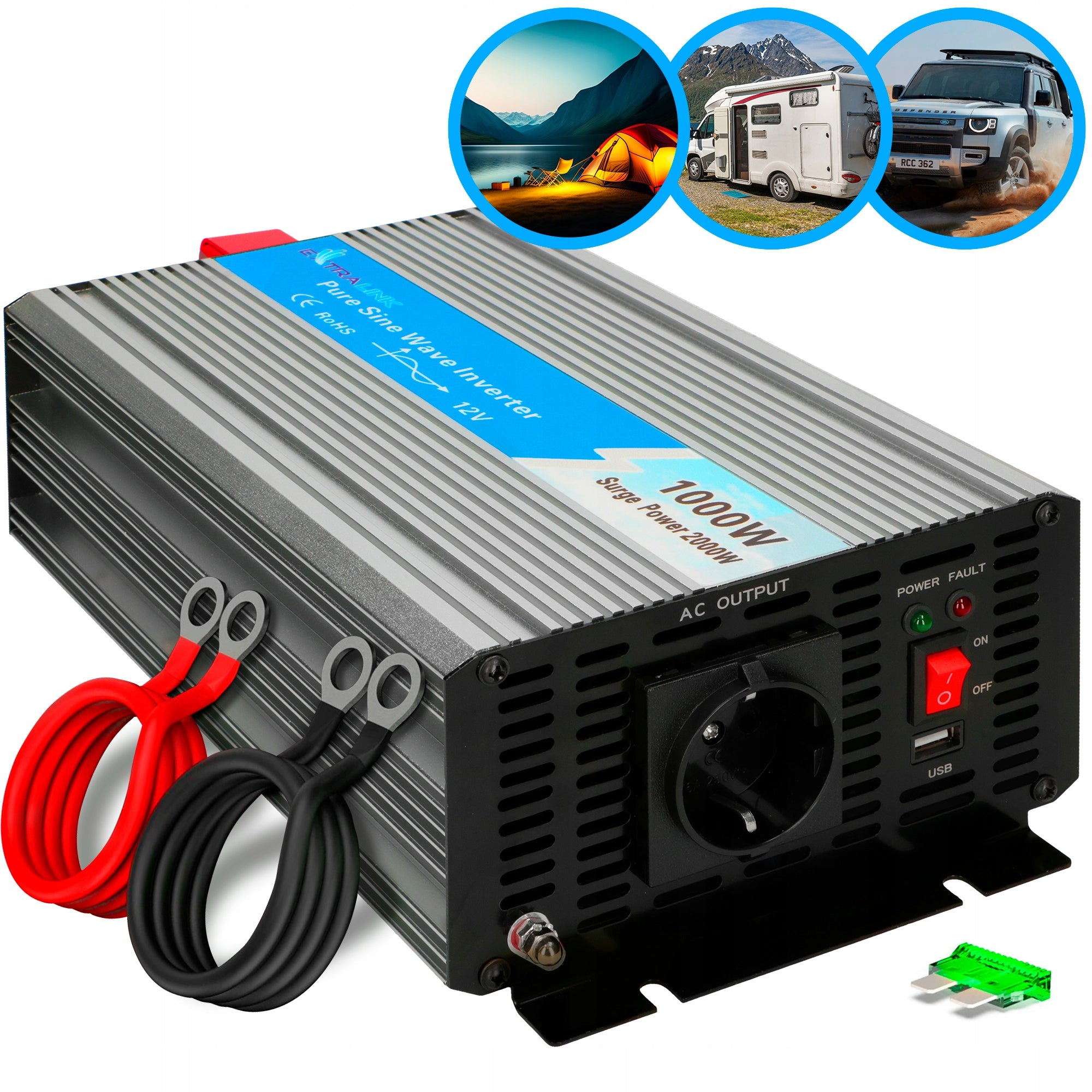 Inverter 12v 230v 1000W 2000W PURE SINUS INVERTER VOLTAGE