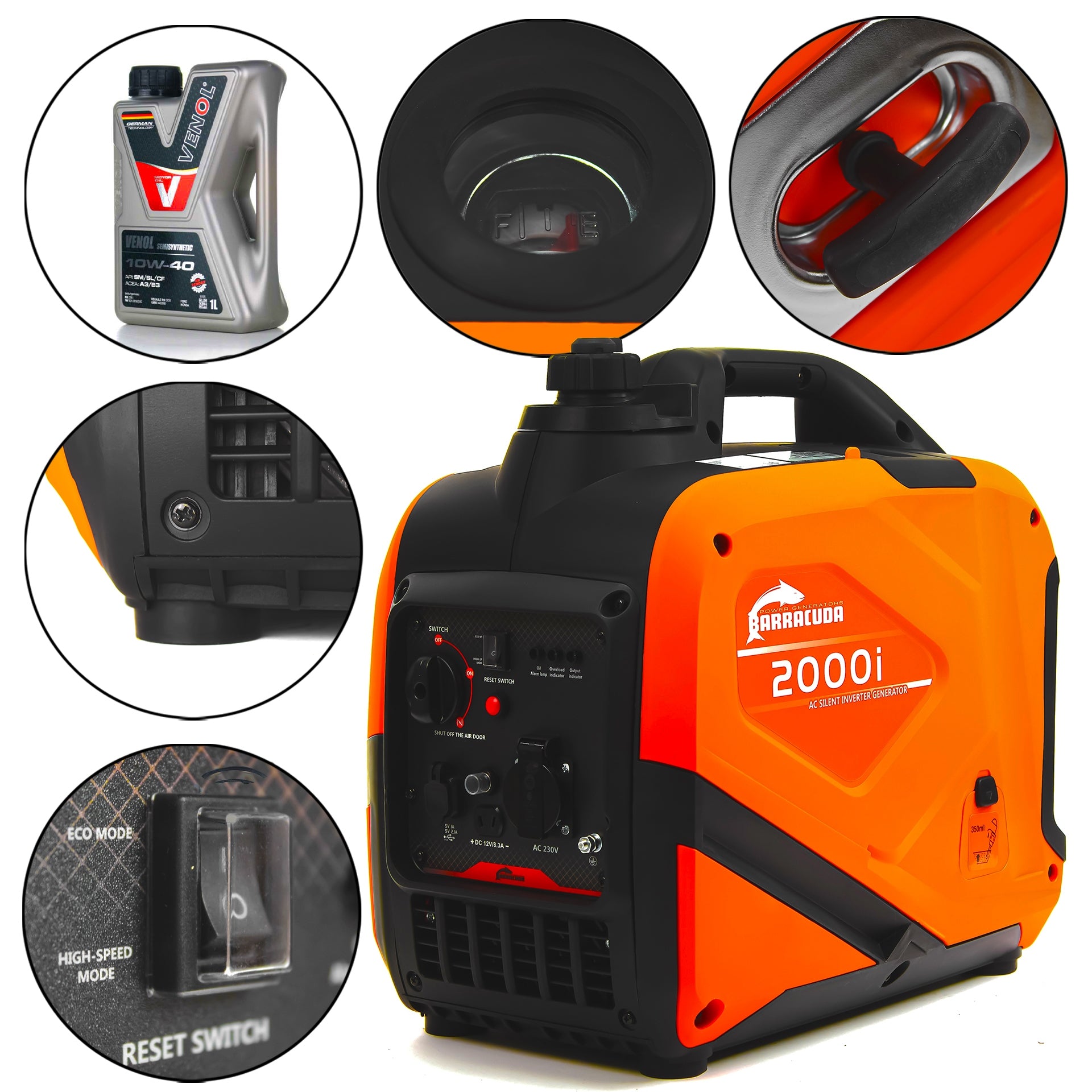 Inverter generator set 2kW 230V suitcase inverter Barracuda 2000