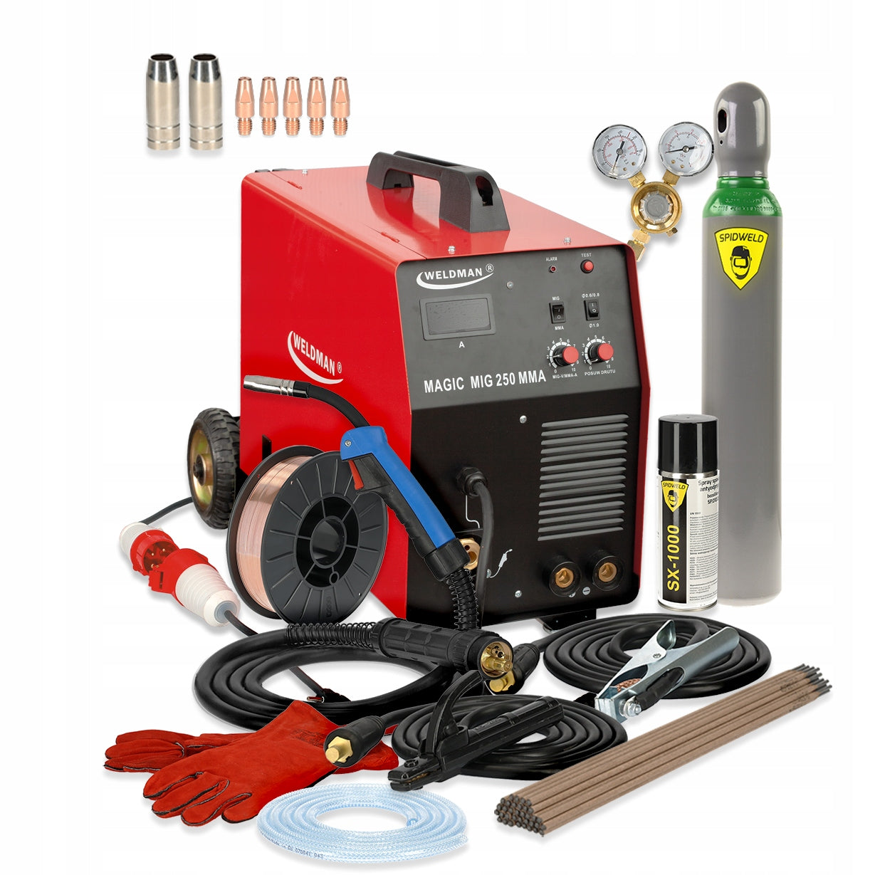 Inverter welder MIGOMAT MIG/MAG MMA 200A 230/400V FLUX Weldman SET
