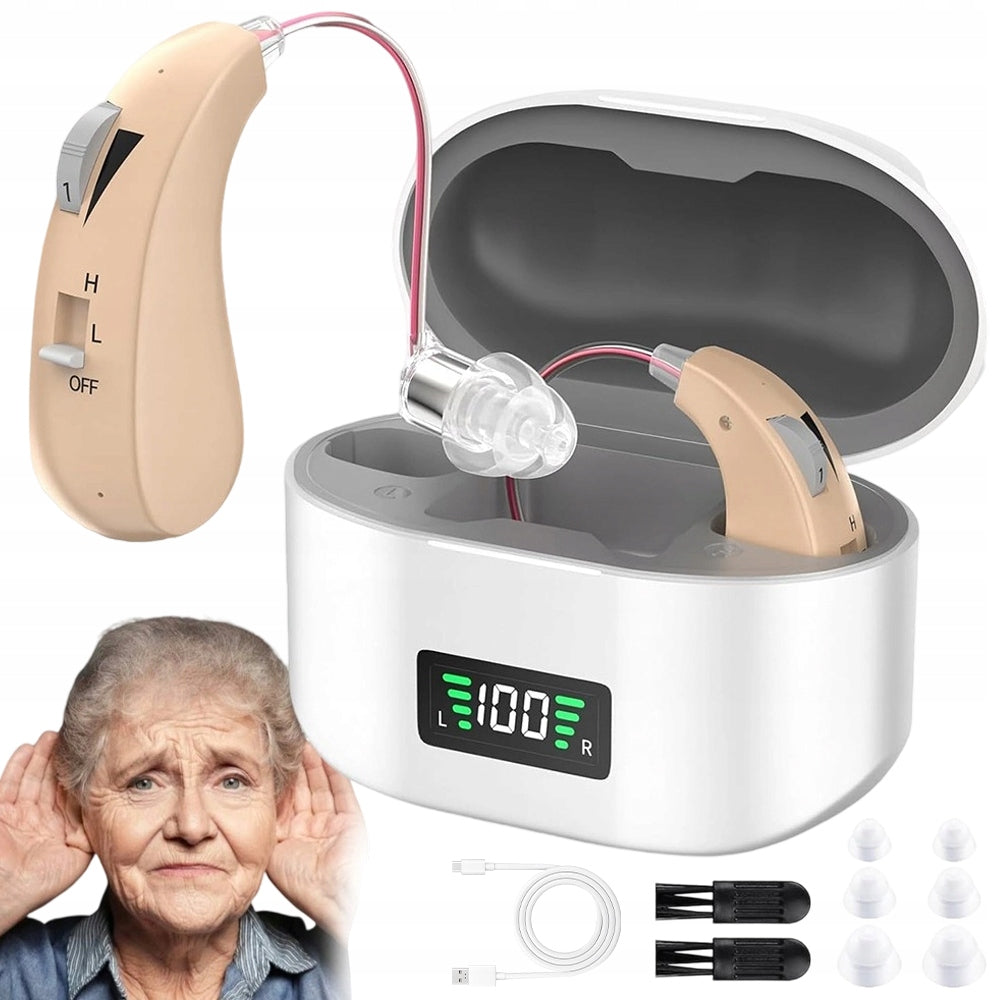 Invisible Noise Cancelling Hearing Aids, Portable Charging Case