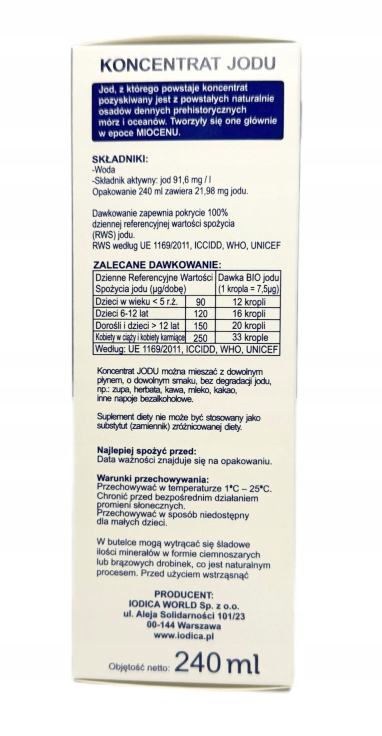 Iodica Natural Liquid Iodine Concentrate Large Glass 240 ml + FREEBIE Brand Iodica