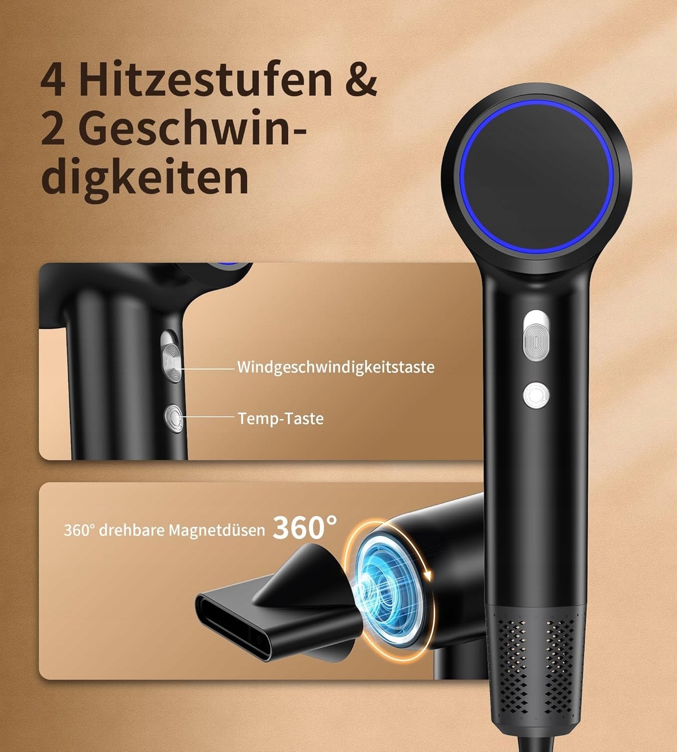 Ion Hair Dryer 1500W – Professional, 110,000 RPM, 4 Modes Brand no brand