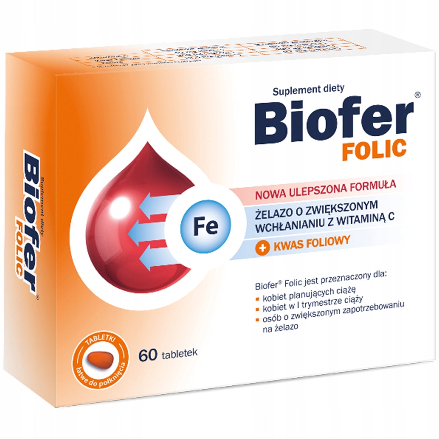 Iron BIOFER Folic PREGNANCY PLANNING, FOLIC ACID, VITAMIN C 60 pcs.