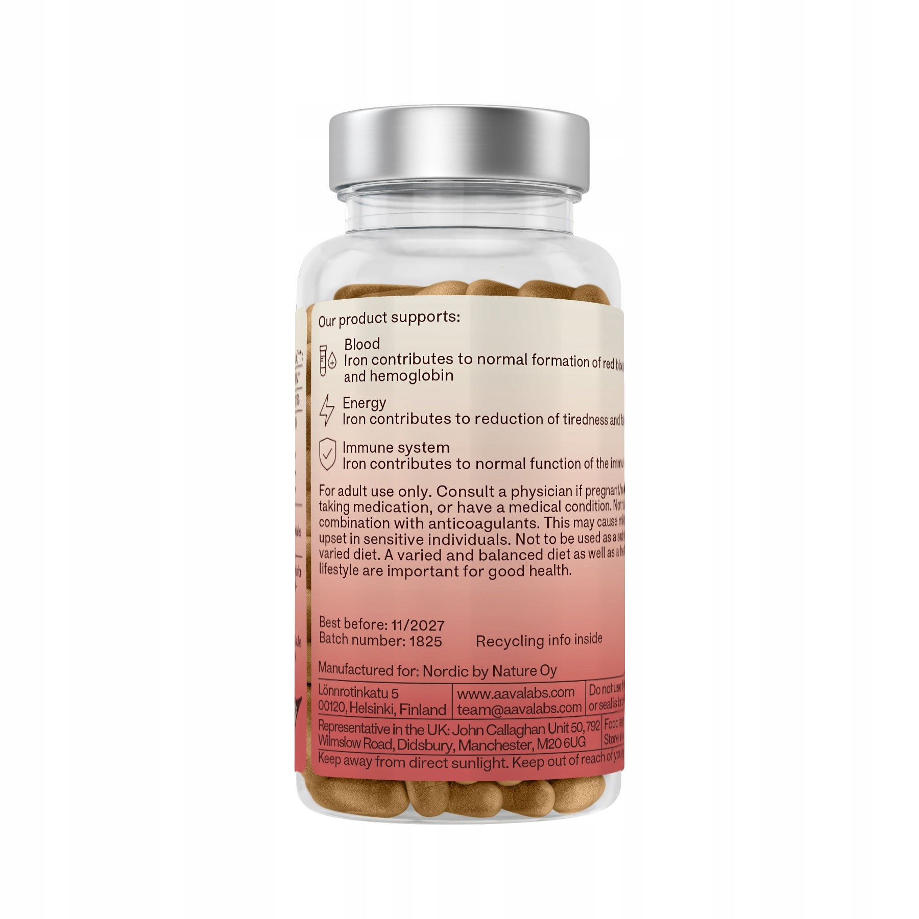 Iron Bisglycinate + Vitamin C – energy, immunity 120 kaps | Aavalabs Packaging status original