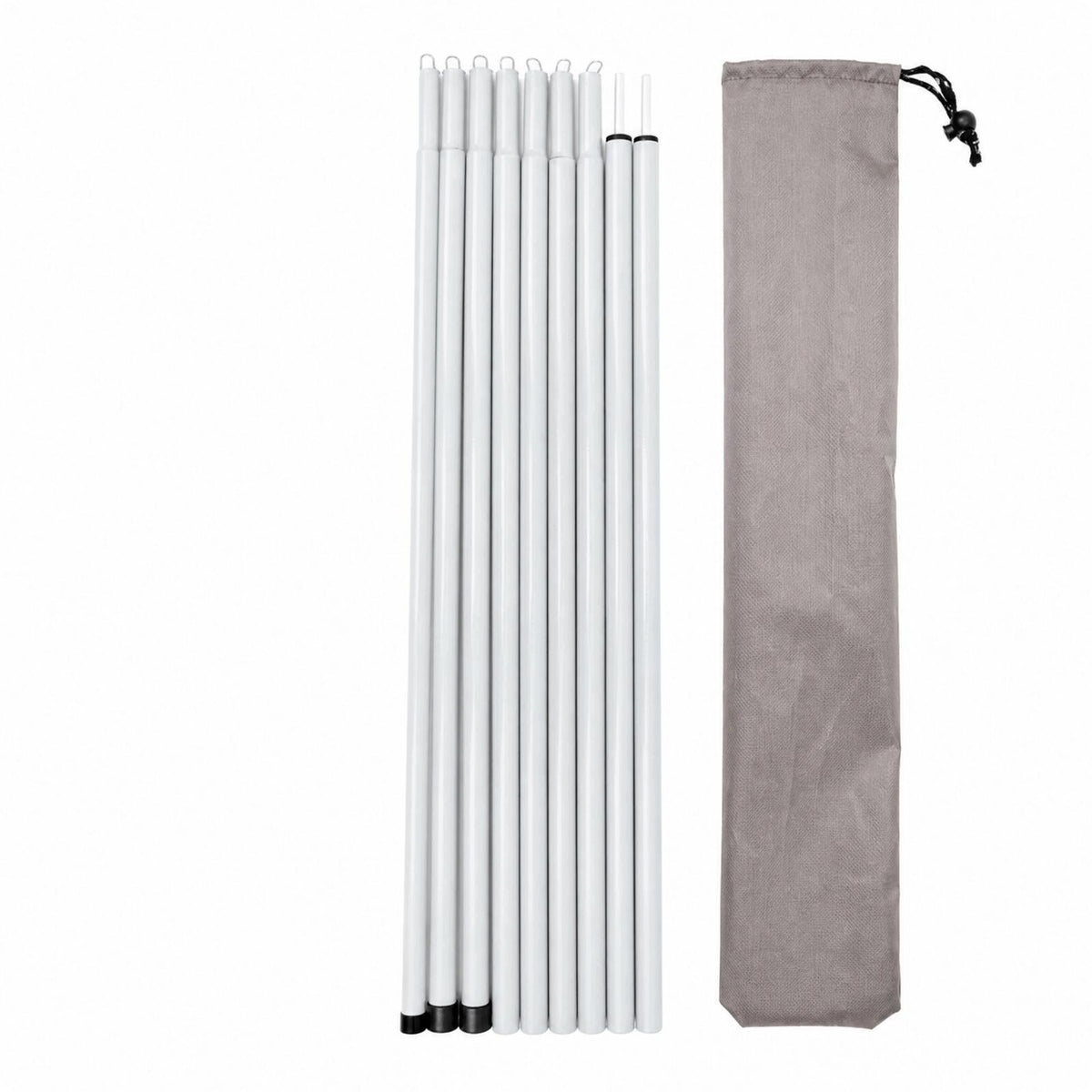Iron Canopy Support Pole Outdoor Tent Rods Sectional 16MM 8PC 2M W Silv
