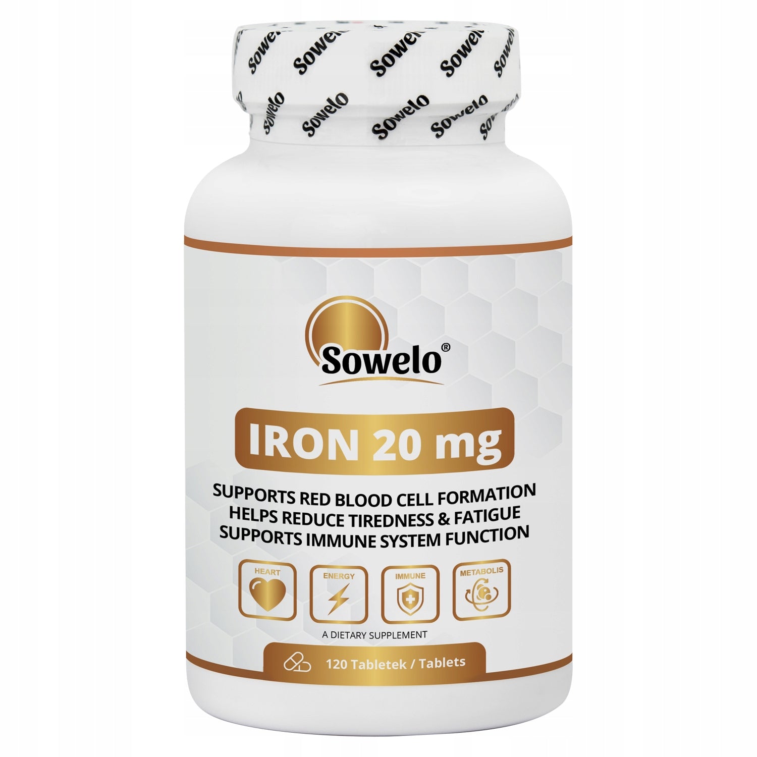 Iron Chelate (Diglycinate) 20 mg 120 Tab – High Assimilability – Sowelo