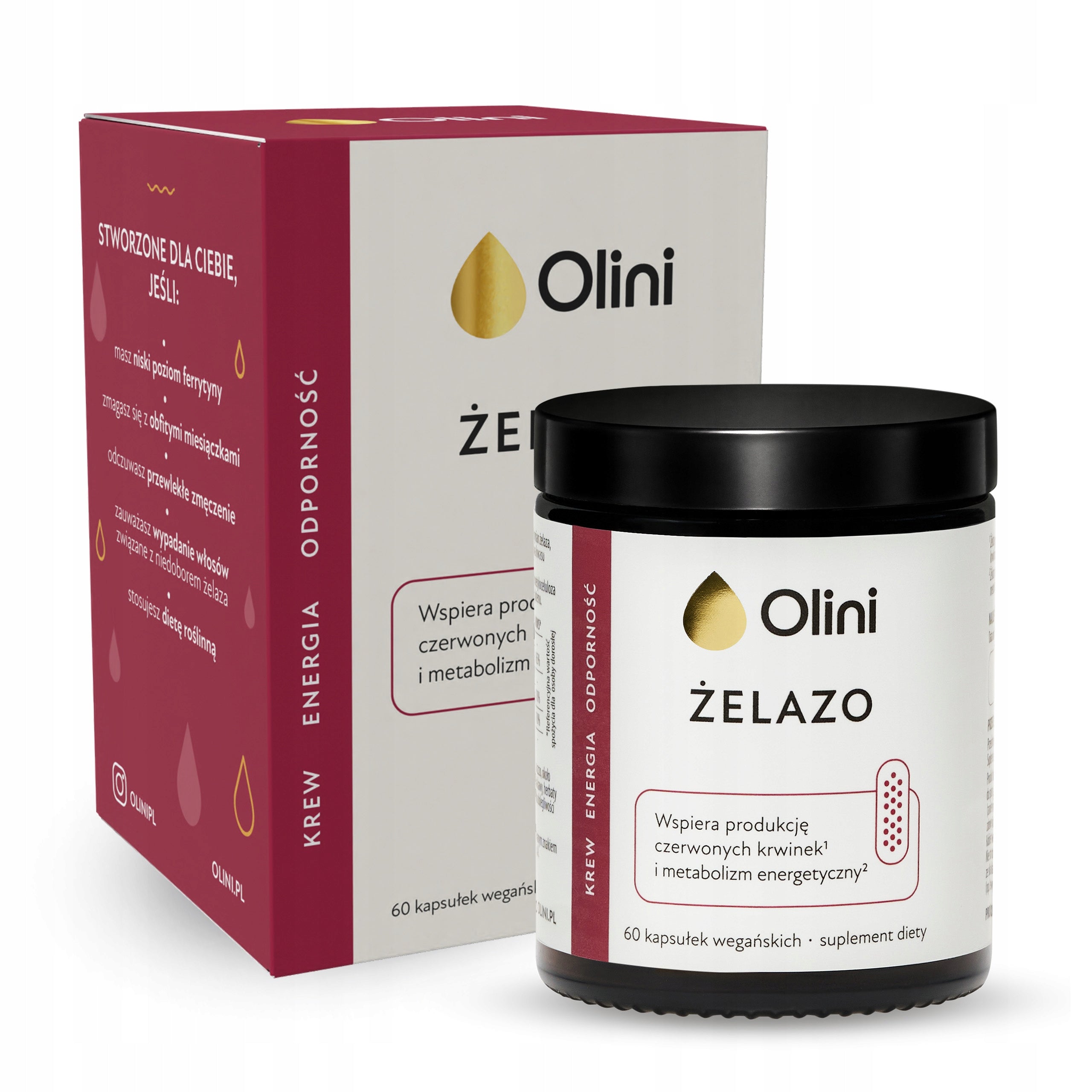 Iron OLINI 60 kaps. folic acid supplement Vitamin C Energy Ferritin
