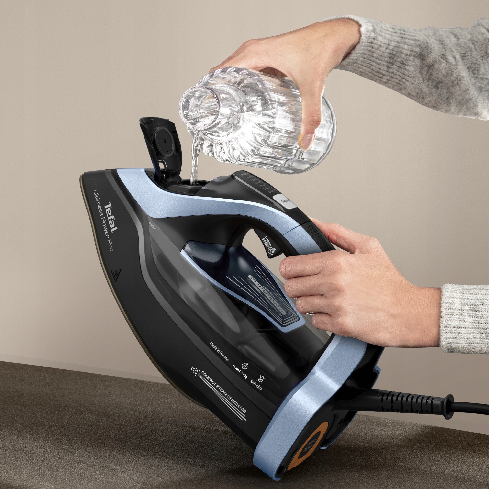 Iron TEFAL Ultimate Power Pro FV9E53E0 steam generator Functions vertical steam ejection self-cleaning
