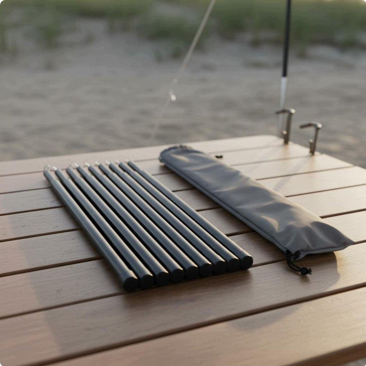Iron Tent Support Poles Durable Sectional Pole Black 16MM 2M 10PC W Bag