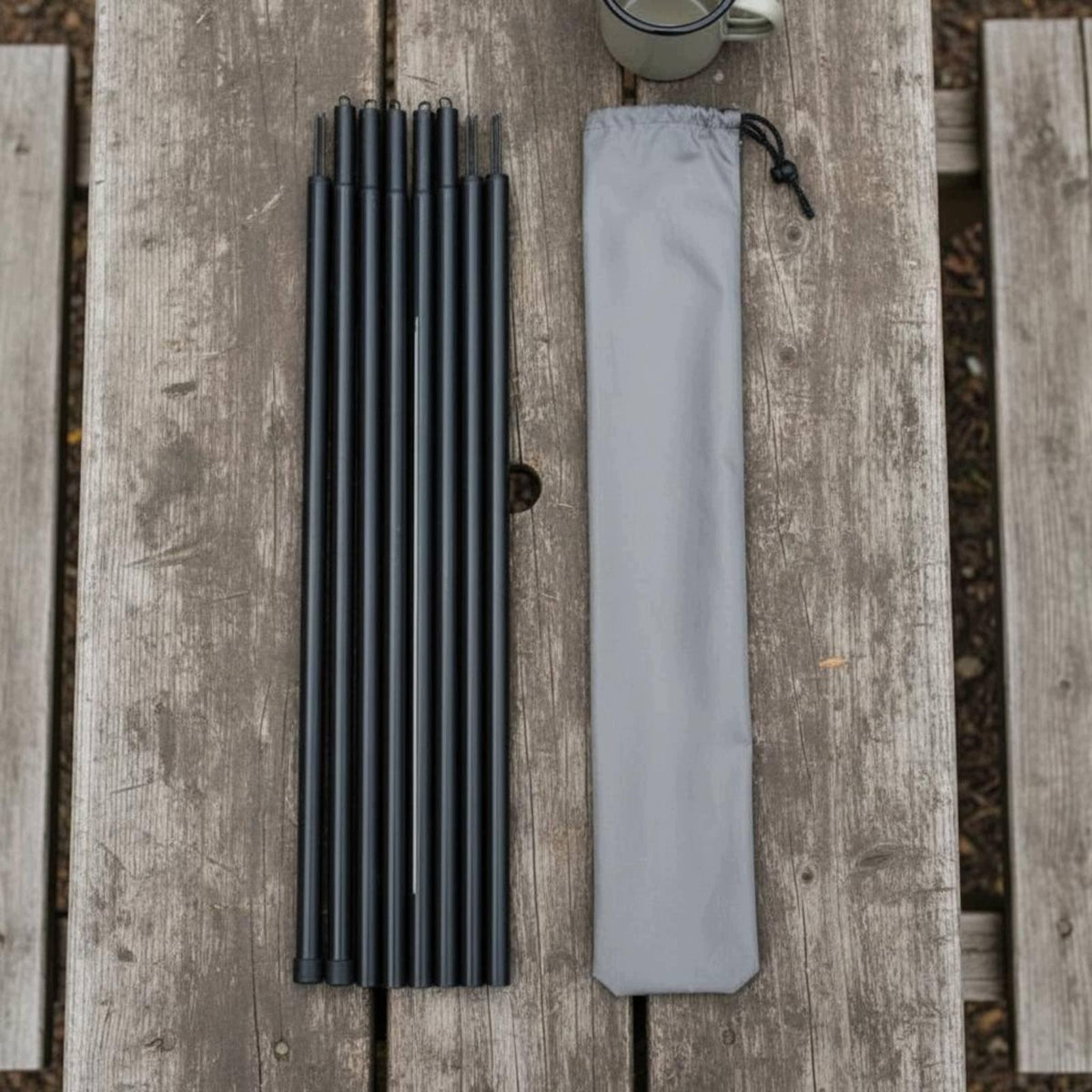Iron Tent Support Poles Durable Sectional Pole Black 19MM 2M 10PC W Bag Packaging status original