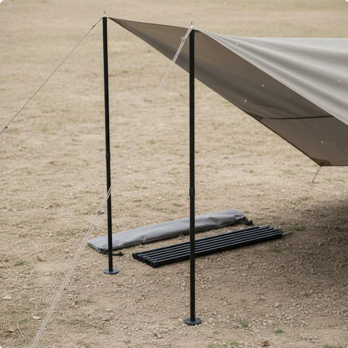 Iron Tent Support Poles Durable Sectional Pole Black 19MM 2M 10PC W Bag