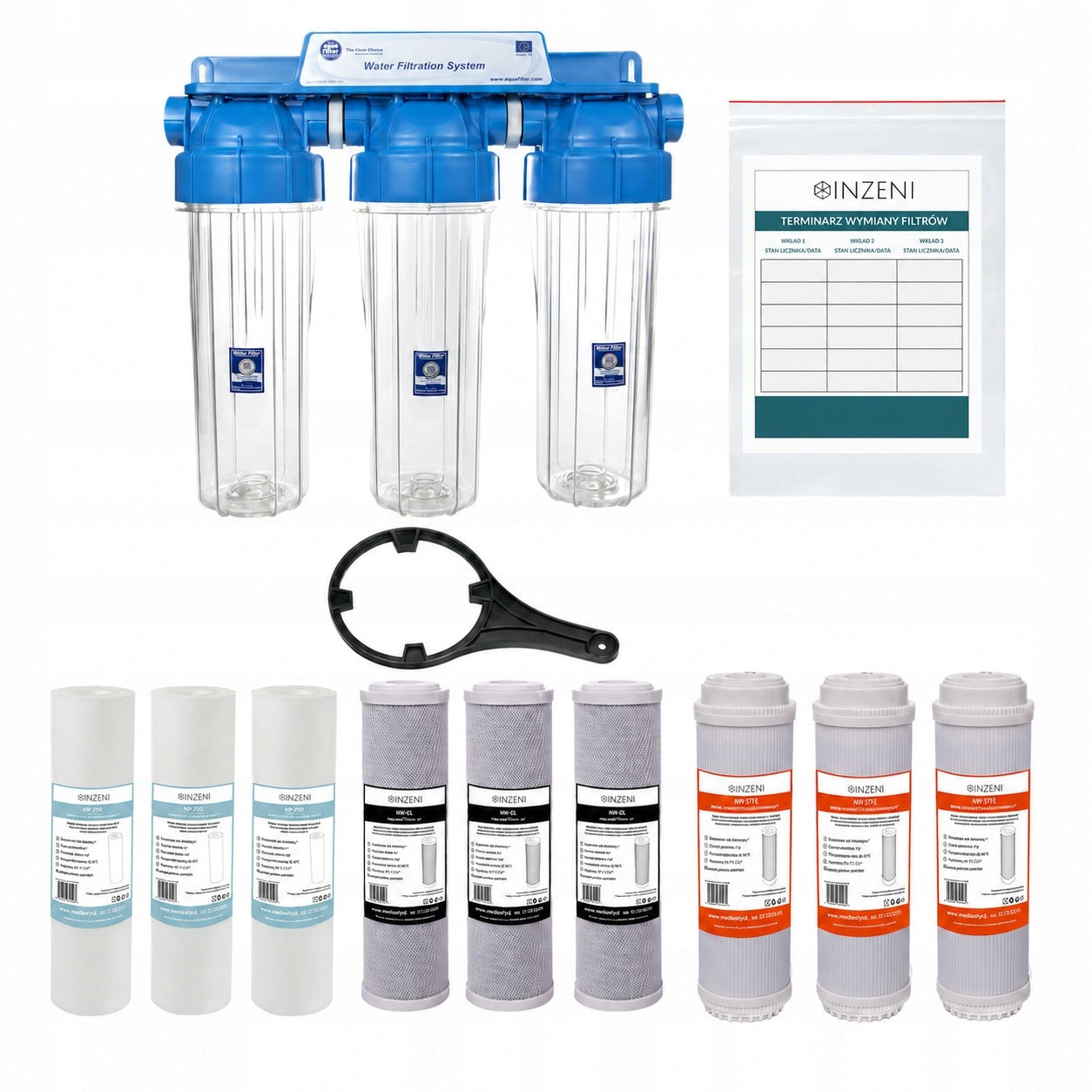 Iron and Hard Water Filter Whole House Kit INZENI 3/4 Inch Connection