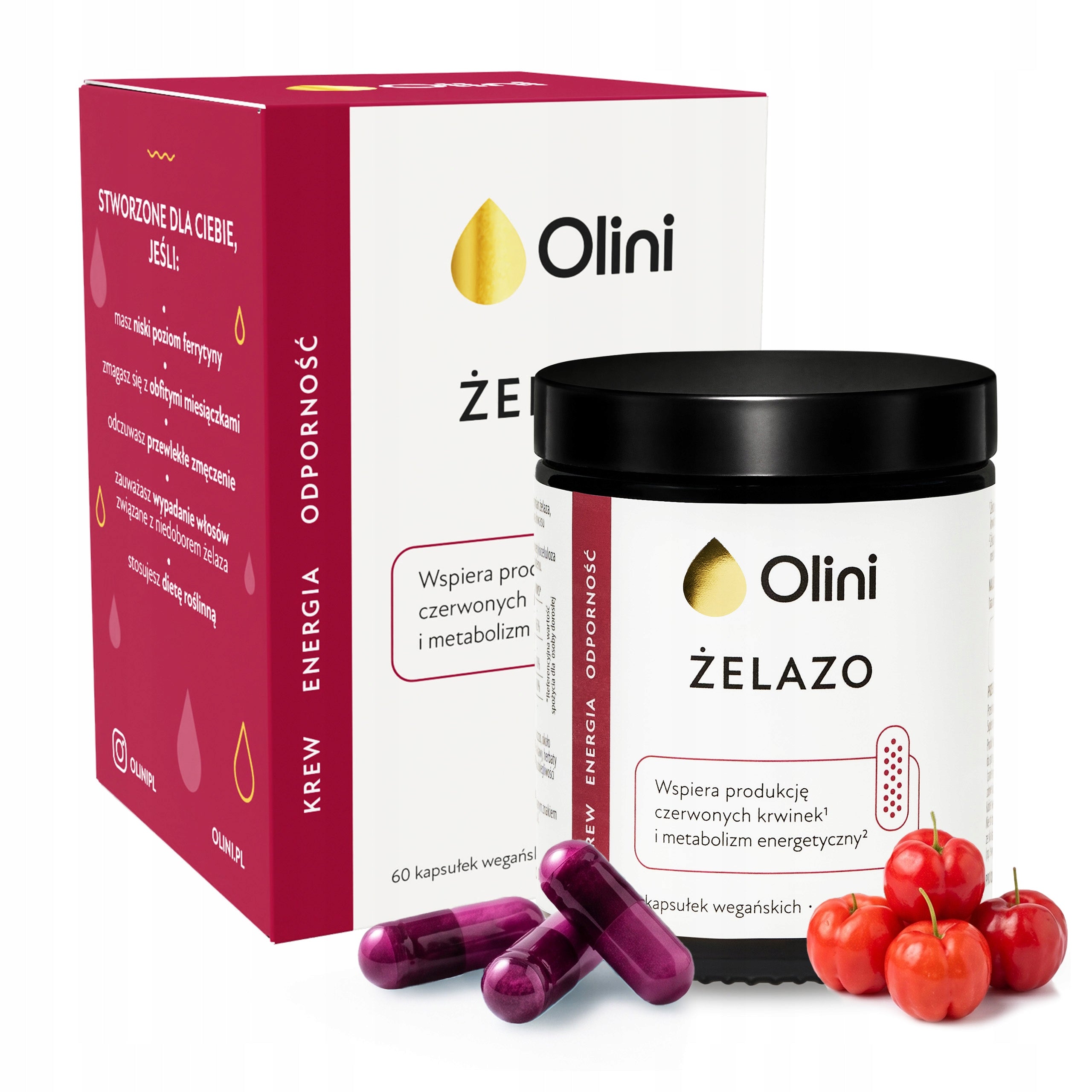 Iron supplement OLINI 60caps folic acid Vitamin C Energy Ferritin