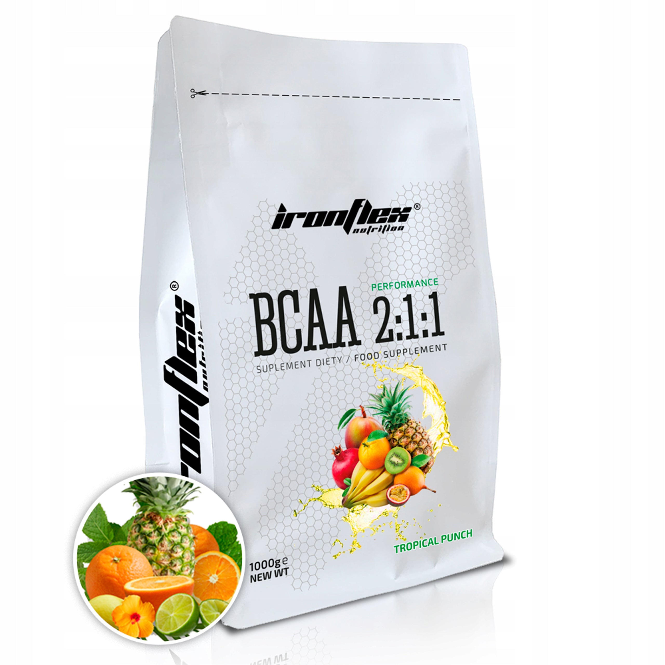 IronFlex BCAA 2:1:1 Tropical Punch 1000g Packaging status original
