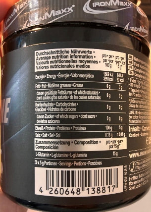 IronMaxx Glutamine Powder - 250g Packaging status original
