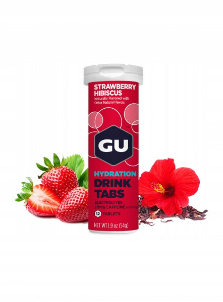 Irrigation tablets GU, Tabs 12 pieces - Strawberry/Hibiscus, isotonic