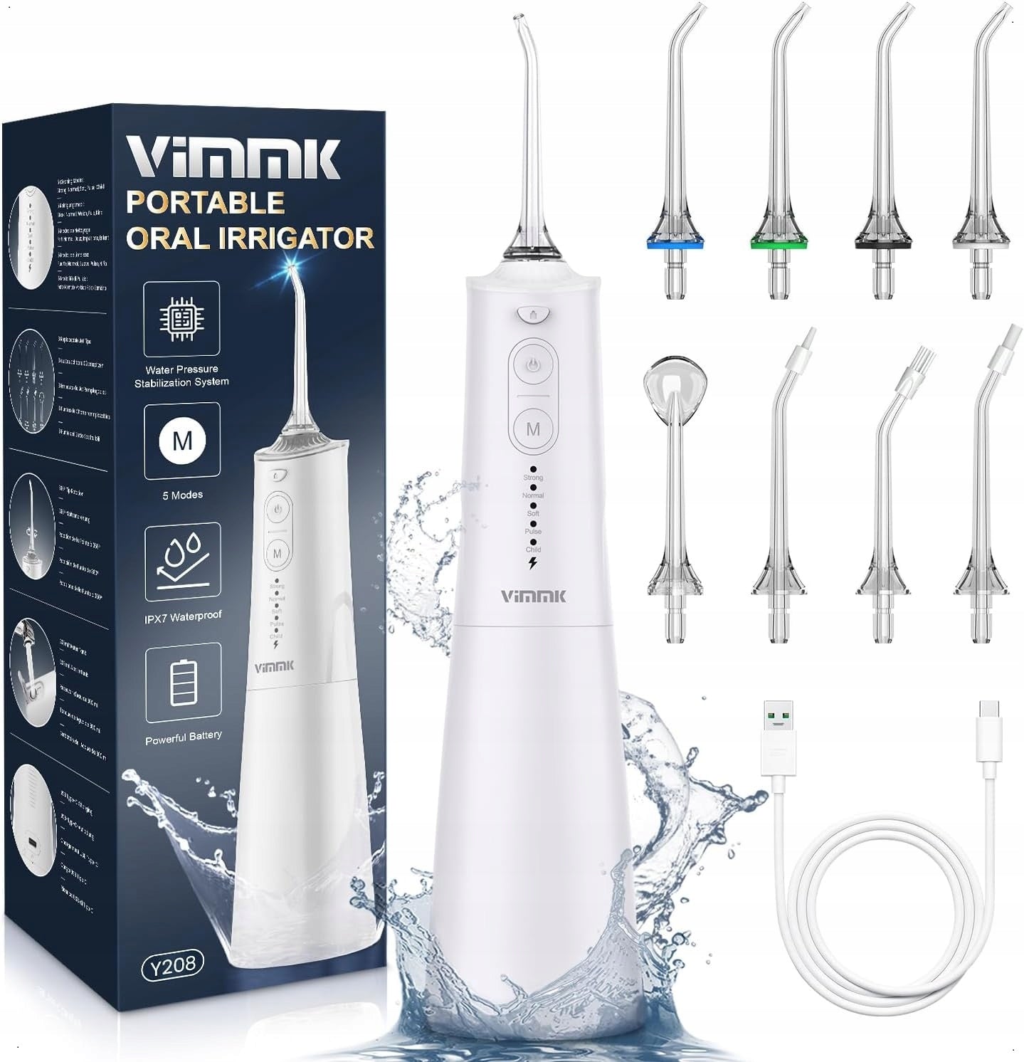 Irrigator Vimmk wireless beige 5 modes 8 nozzles USB-C IPX7 Medical device no