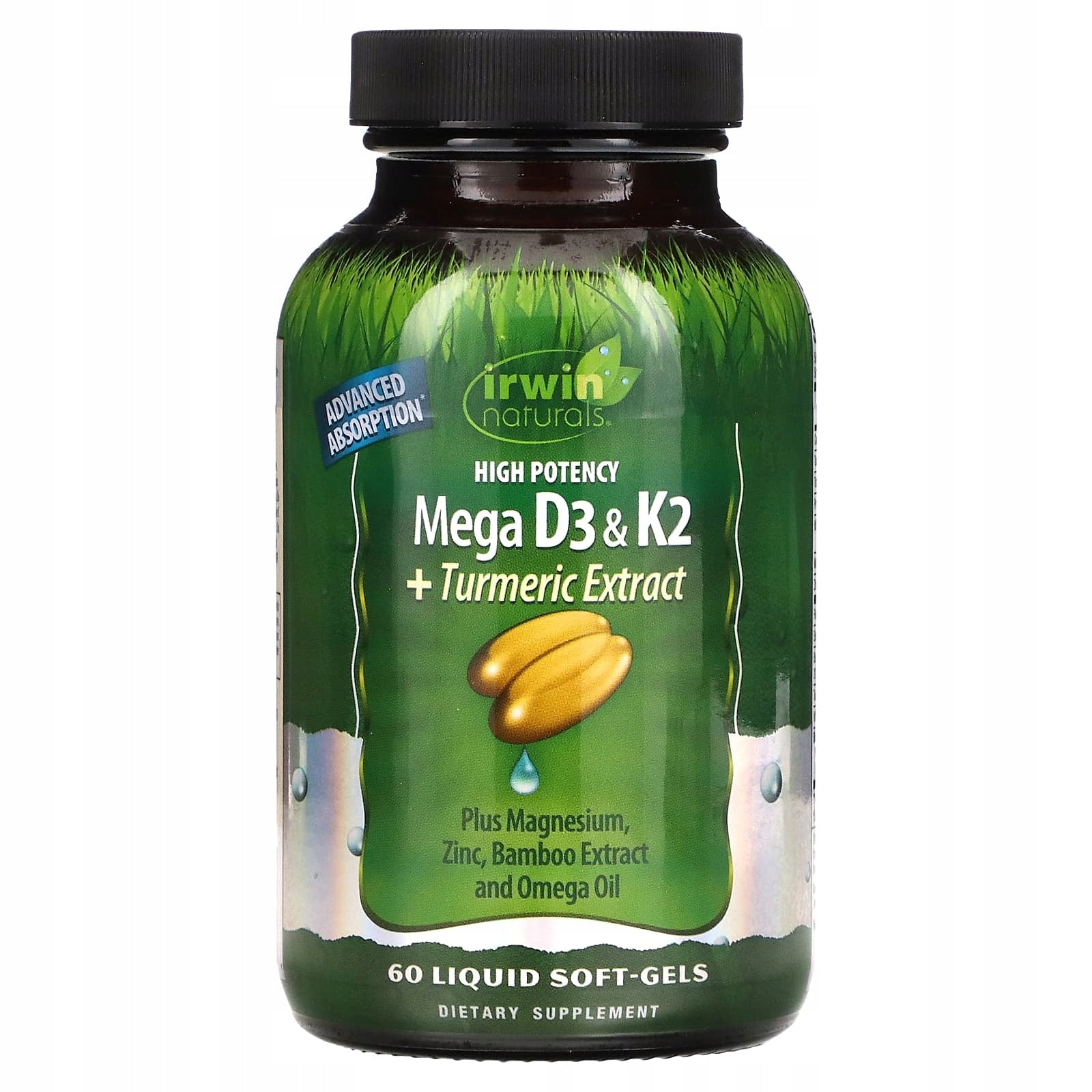 Irwin Naturals, Mega D3 and K2 high potency + turmeric extract