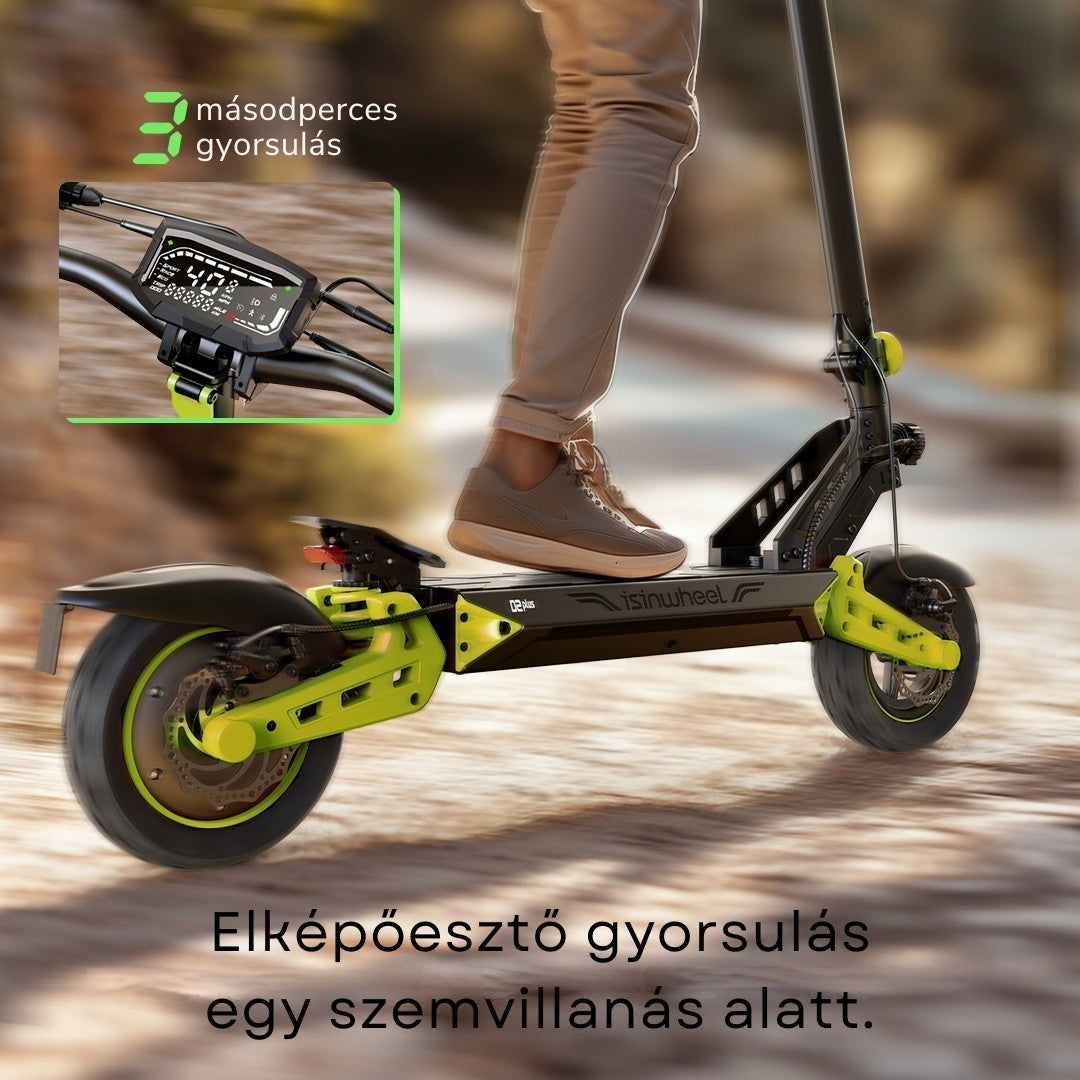 Isinwheel D2 Plus Green Prémium Elektromos Roller – 48v, 20Ah, 1000W, 65 km Engine power 1000 W