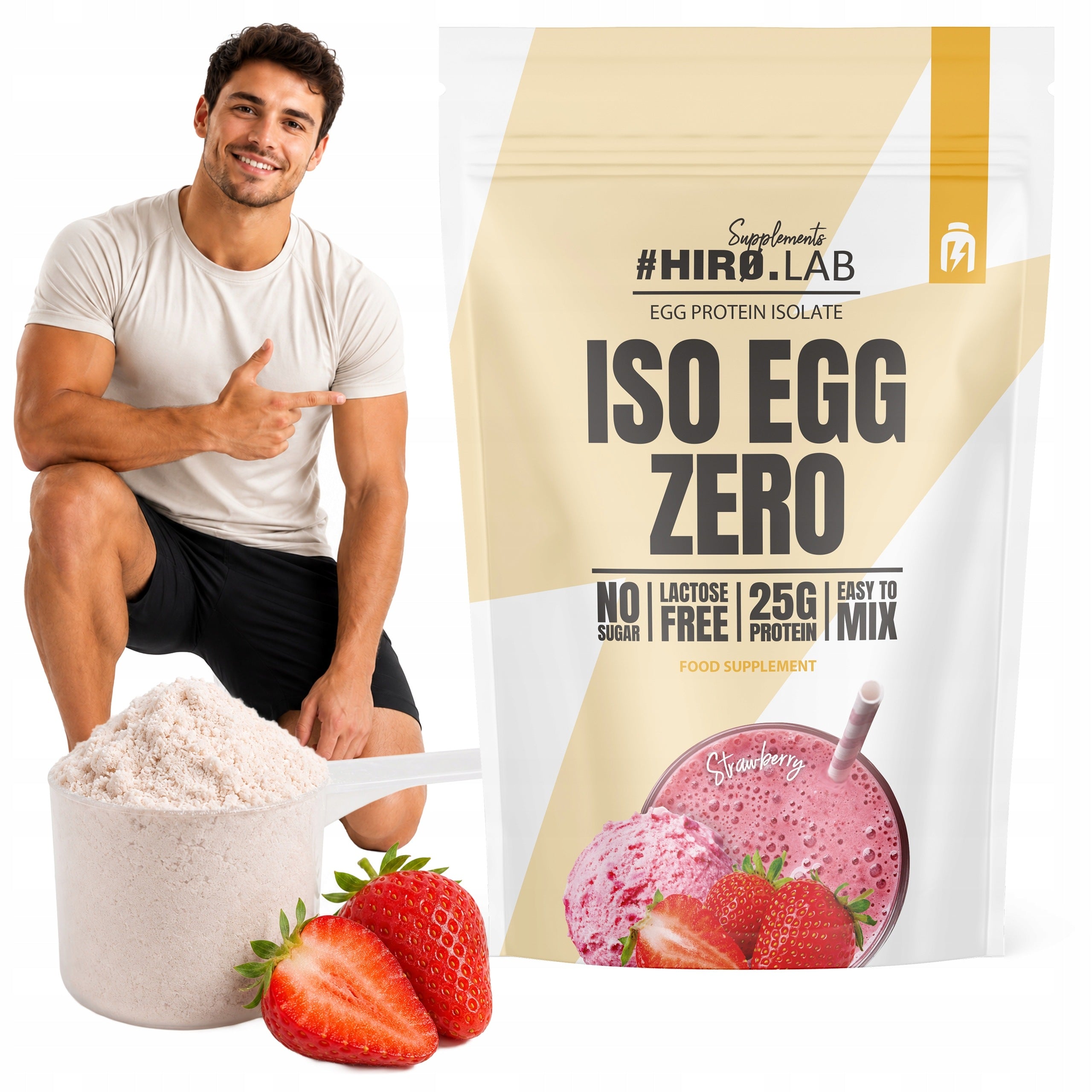 Iso Egg Zero Protein Isolate 500 g Strawberry Conditioner Hiro.Lab