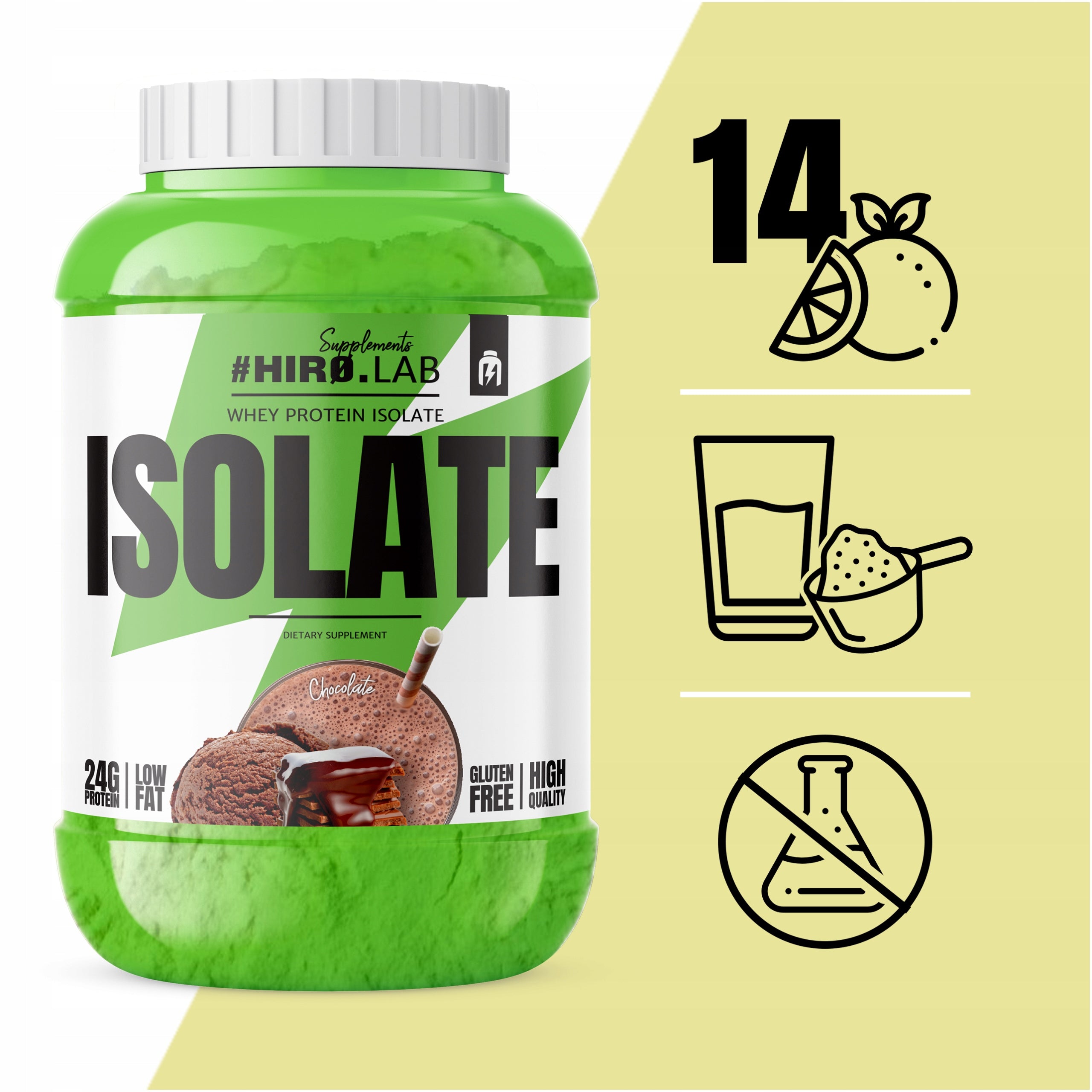 Isolate Protein WPI HIRO.LAB Whey Protein 1800g Chocolate Conditioner WPC Expiration date at least six months from the date of purchase