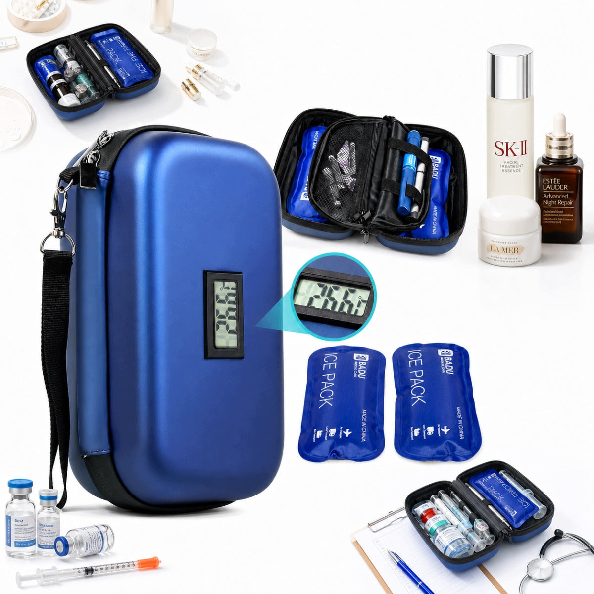 Isothermal Diabetes Case Insulin Cooling Case With Thermometer