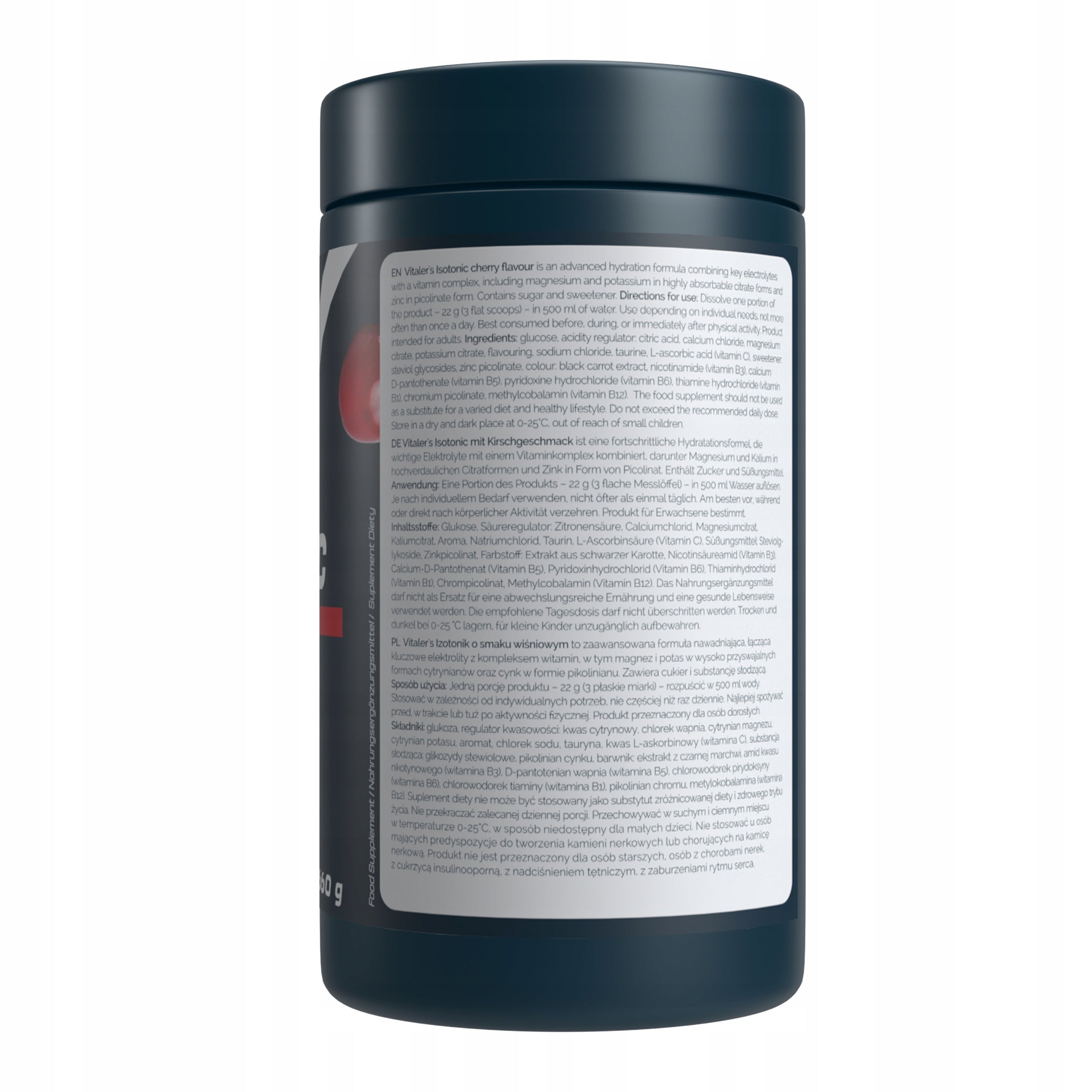 Isotonic Electrolytes Cherry Isotonic Drink Carbohydrates Energy 660 g Expiration date up to 2 weeks after the purchase date