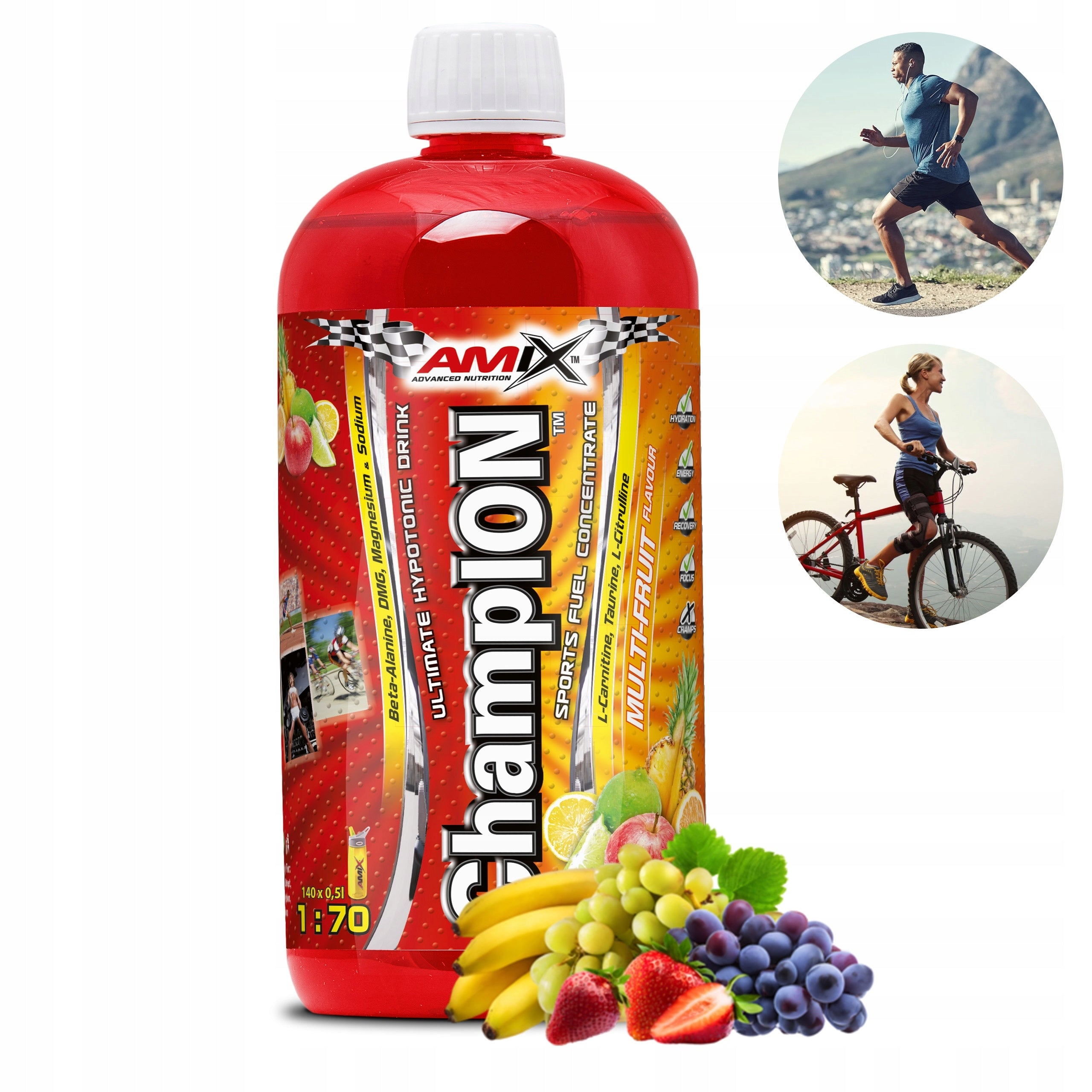 Isotonic bike for cyclists concentrate electrolytes 100 servings 70 liters