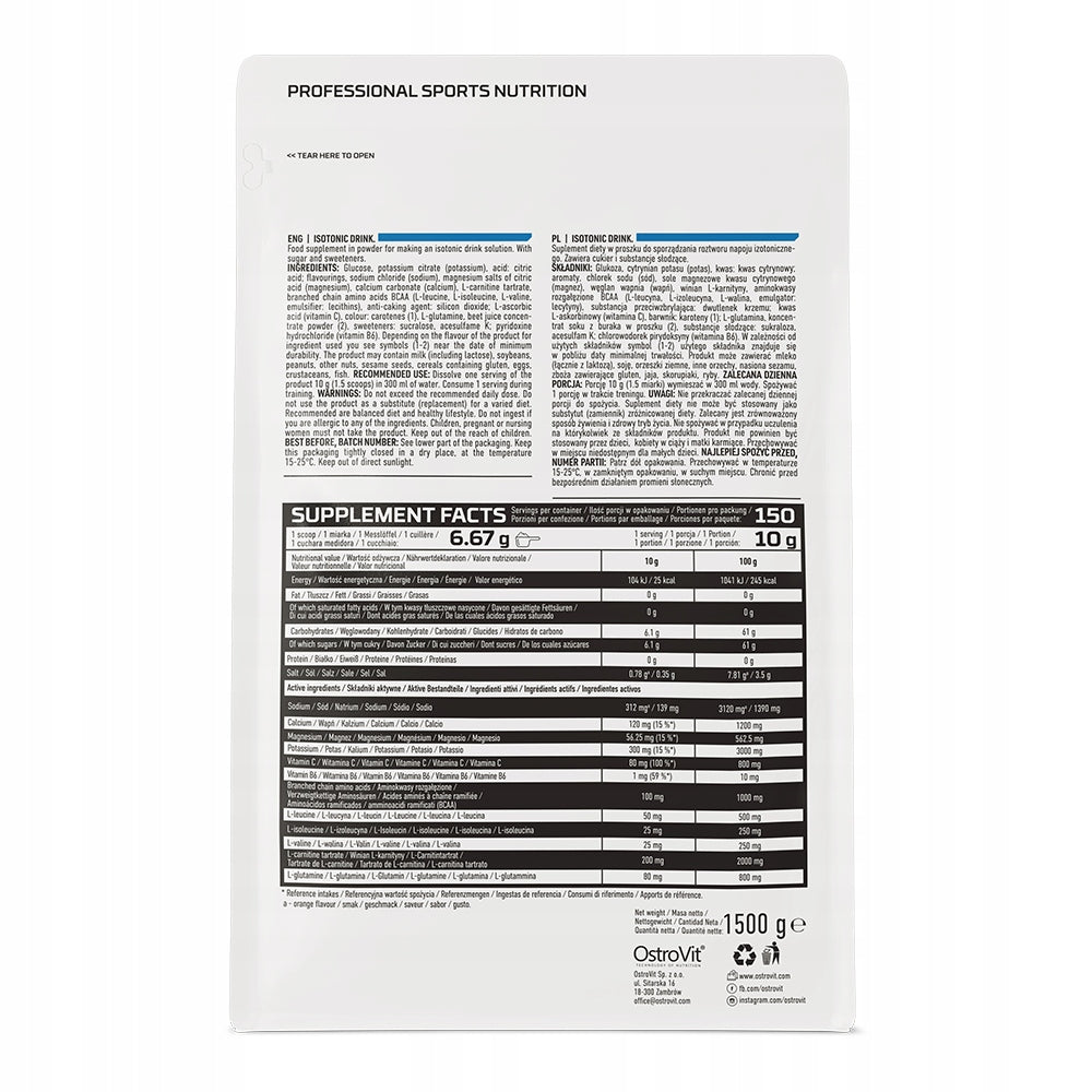 Isotonic powder OstroVit Isotonic Drink 1500 g lemon mint Expiration date at least 1 year from the date of purchase