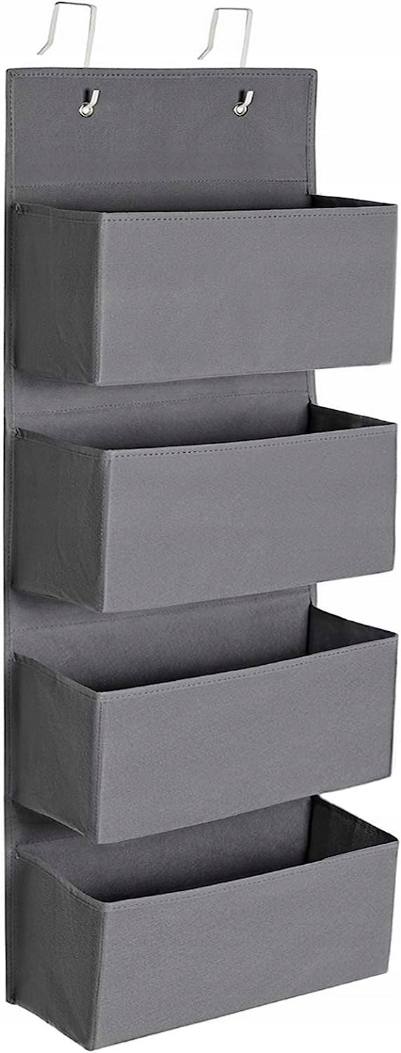 J92. SONGMICS hanging folding bookcase material organizer 4 shelves