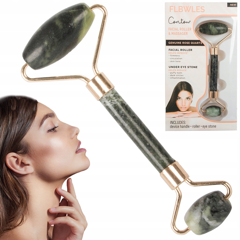 JADE FACE MASSAGER WITH JADE ROLLER BODY MASSAGE ROLLER GREEN