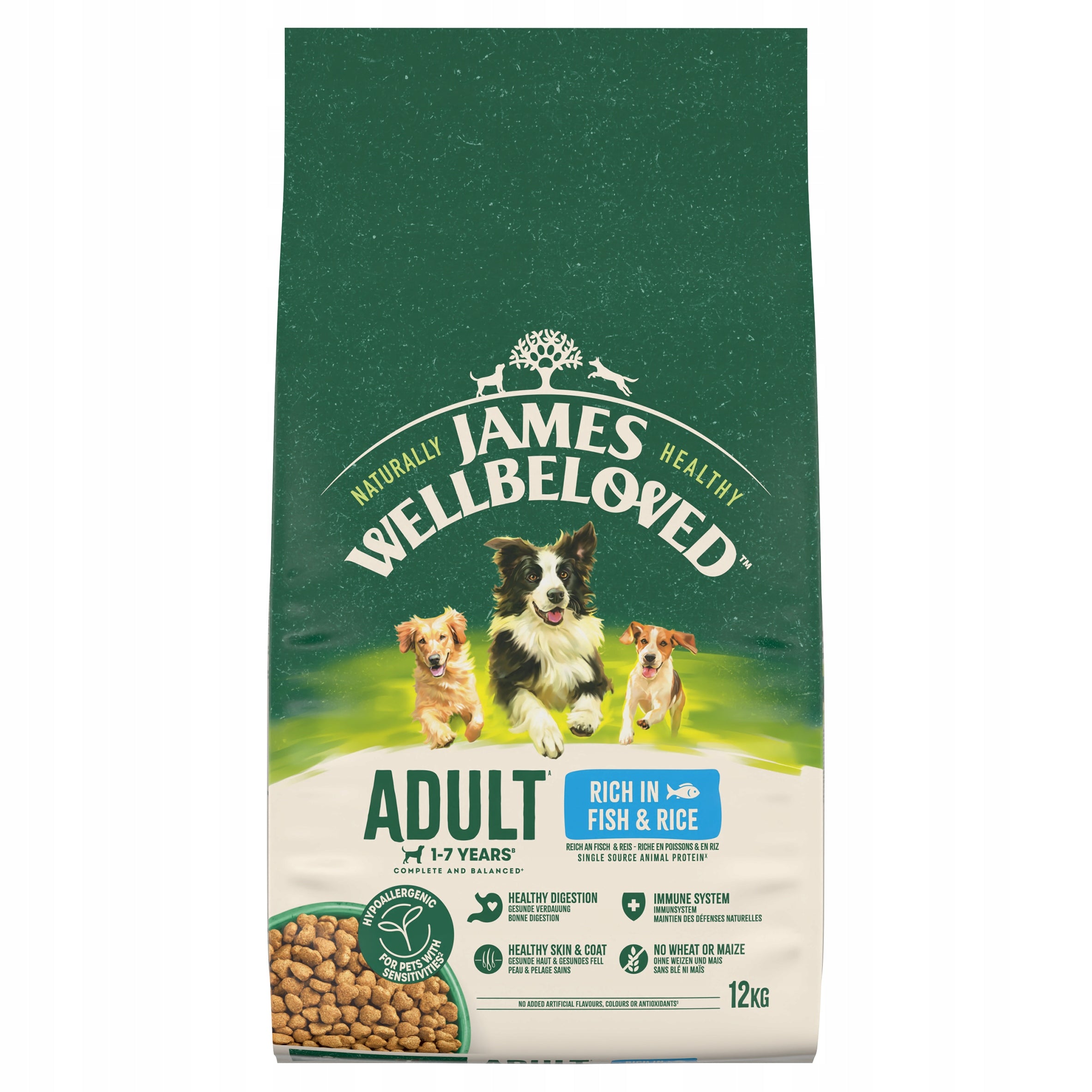 JAMES WELLBELOVED Adult monoprotein dry dog food with fish 12 kg Brand James Wellbeloved