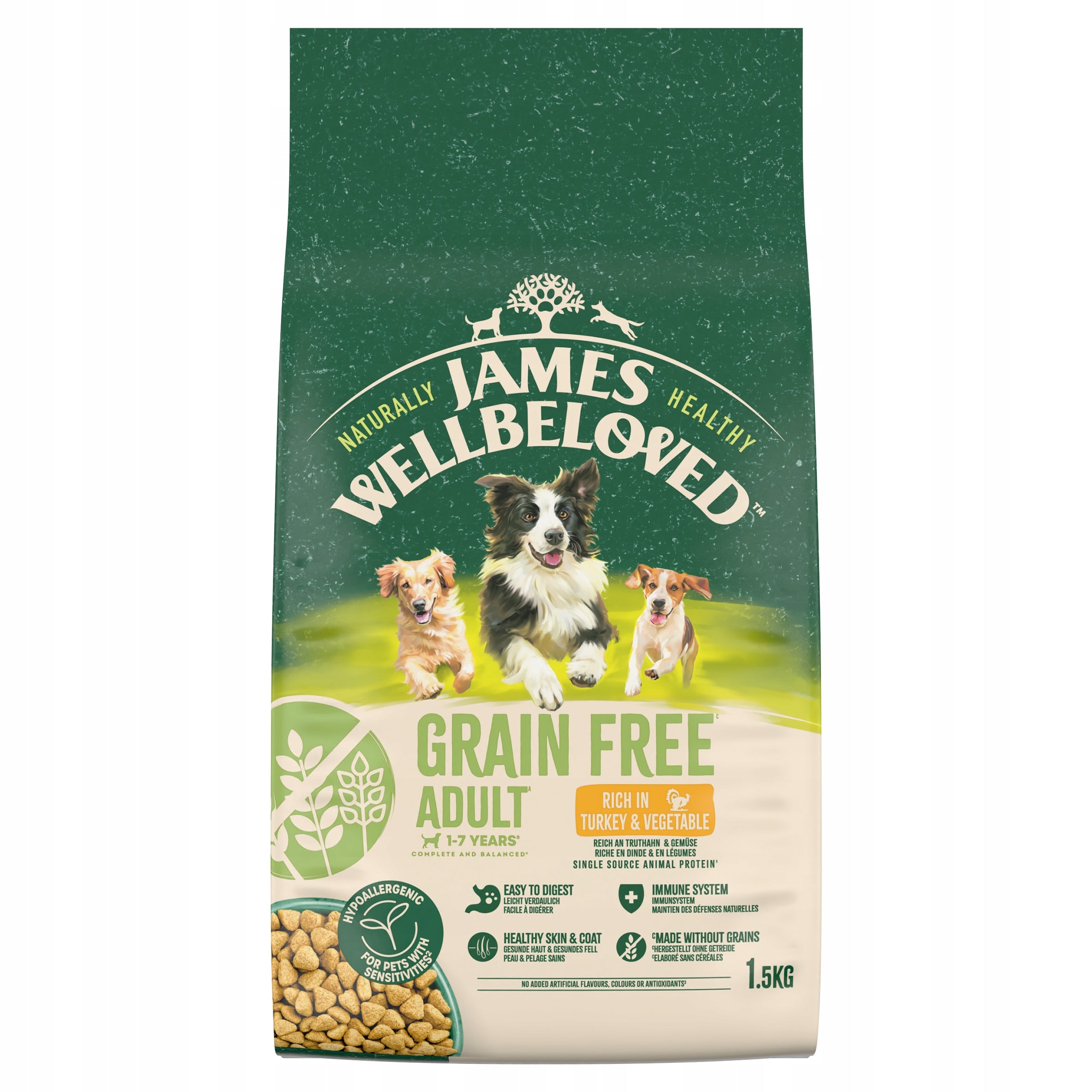 JAMES WELLBELOVED grain-free monoprotein dry dog food turkey 1,5 kg Brand James Wellbeloved