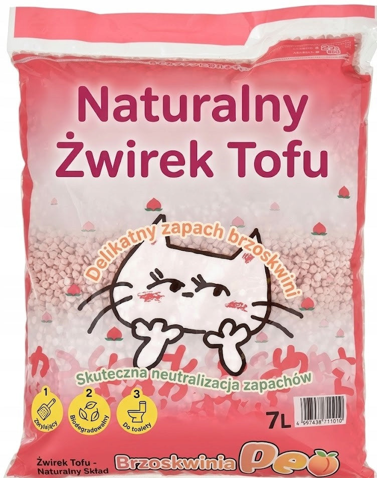JAPANESE TOFU CAT LITTER WITH PEACHES - 7L, NATURAL ORGANIC