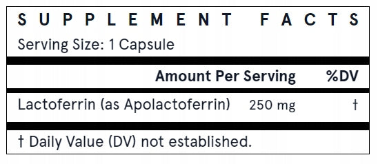 JARROW Lactoferrin 250mg LACTOFERRIN IRON IMMUNOMODULATOR 60caps Packaging status original