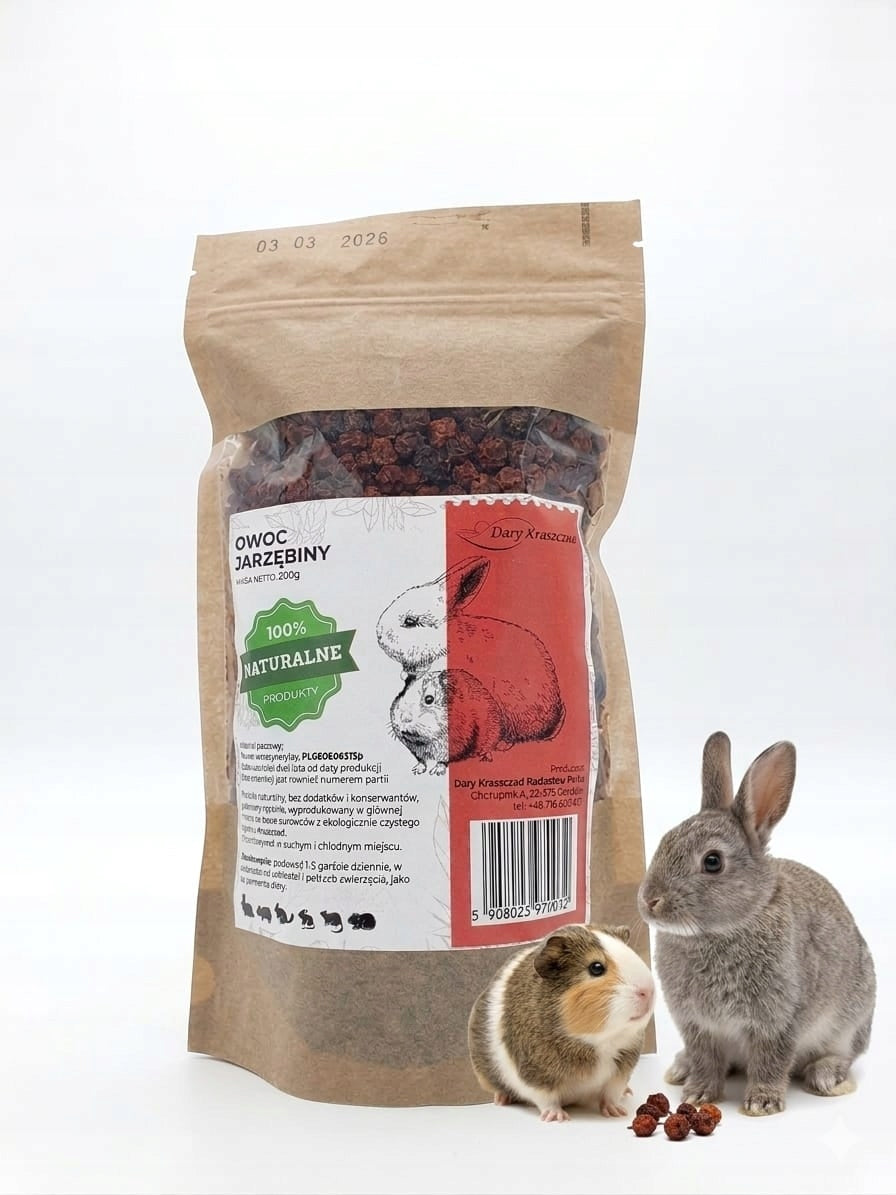 JARZĘBINA DRIED FRUIT TREAT FOR RABBIT RODENTS BIRD PIGS 200g