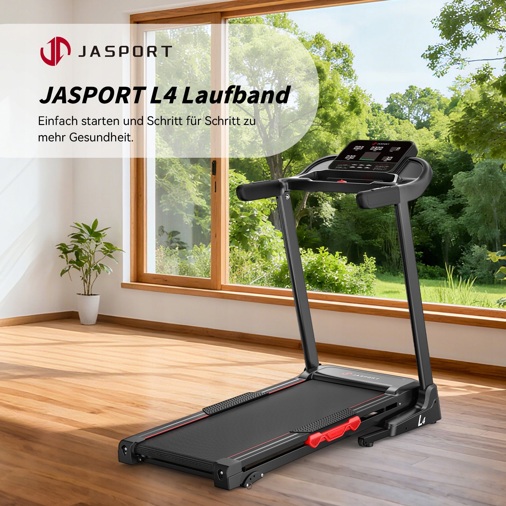 JASPORT L4 Foldable Treadmill – 3.0 HP Motor, 14 km/h, Bluetooth App Packaging status original