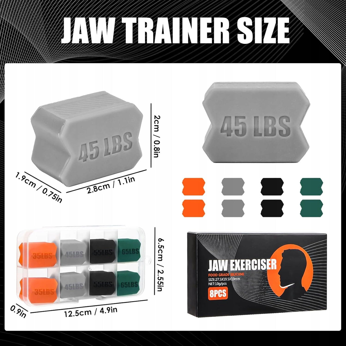 JAW TRAINER JAWLINER FOR FACIAL MUSCLE EXERCISES SILICONE FOR JAW Color black