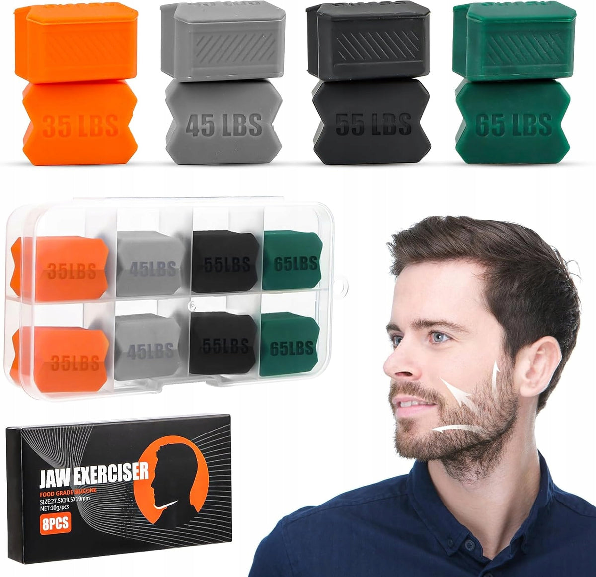 JAW TRAINER JAWLINER FOR FACIAL MUSCLE EXERCISES SILICONE FOR JAW