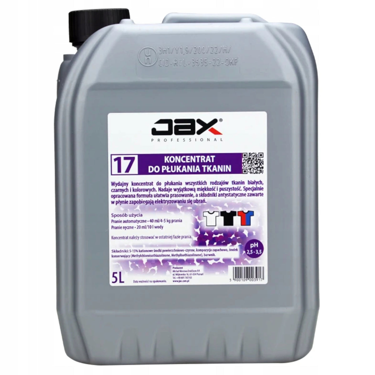 JAX PROFESSIONAL 17 FABRIC SOFTENER CONCENTRATE 5 L, J17/5